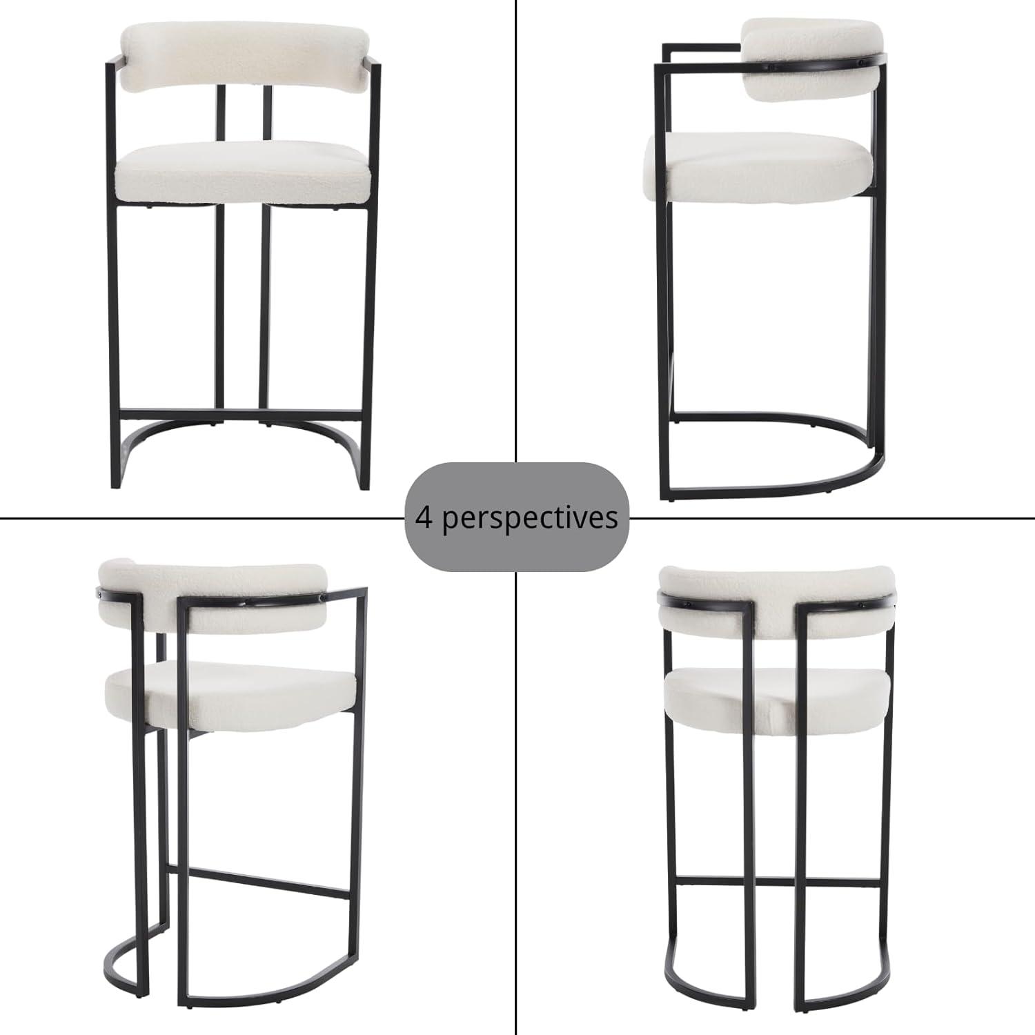 Ivy Bronx Modern Upholstered Hollow Bar Stool With Armrests And Footrests, Barrel High Stools (Set of 2)
