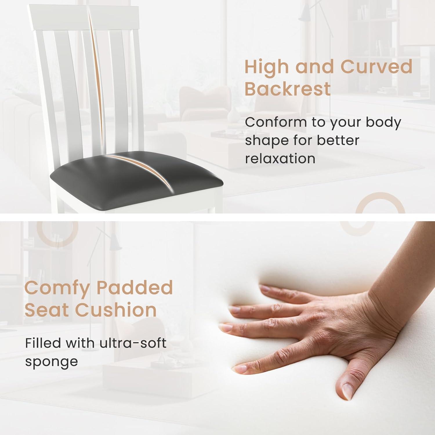 Lark Manor™ Dining Chair Set of 2 Upholstered Wooden Kitchen Chairs with Padded Seat and Rubber Wood Frame