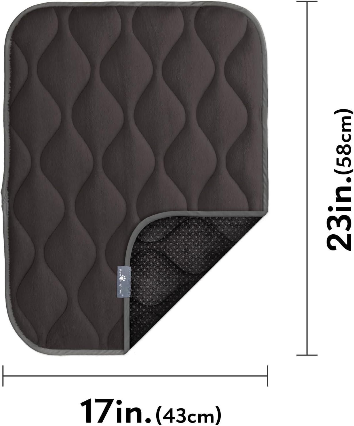 Paw Inspired Washable Padded 24" Crate Mats for Dogs | 23” x 17” Size, Fits 24-inch Kennels | Anti-Slip, Leakproof, Waterproof, Reusable Plush Pet Pads (Gray)