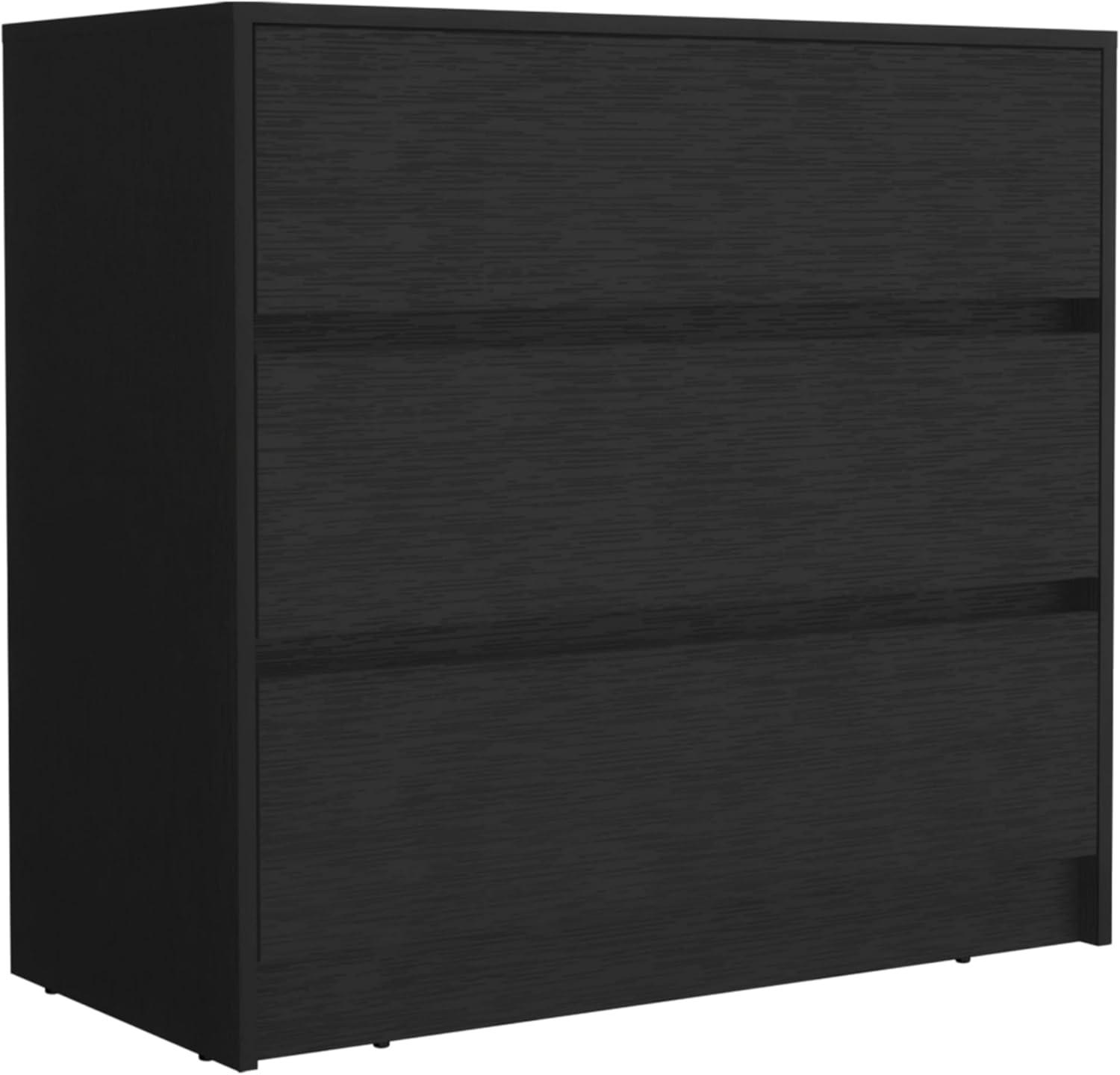 TUHOME Austin Three Drawer Dresser Engineered Wood Dressers in  Black