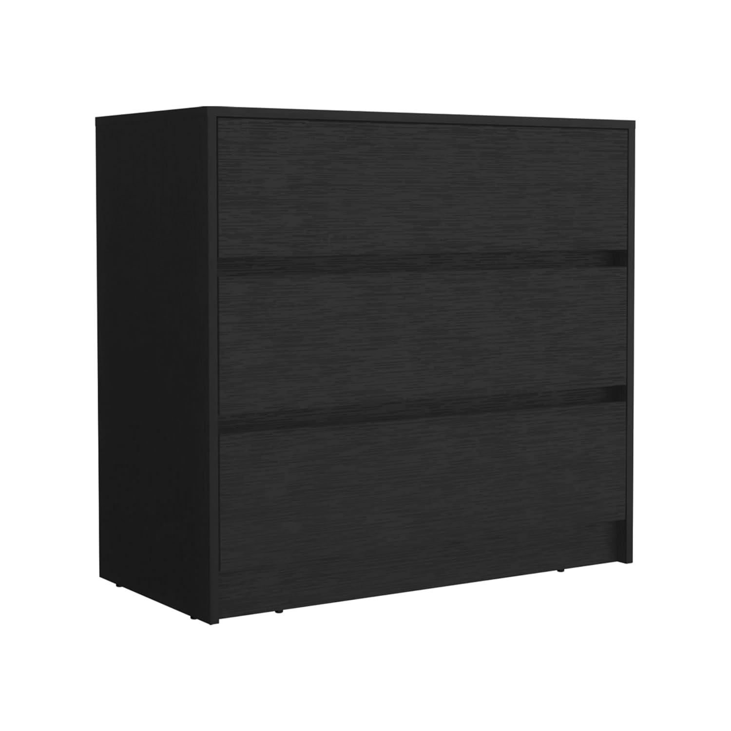 TUHOME Austin Three Drawer Dresser Engineered Wood Dressers in  Black
