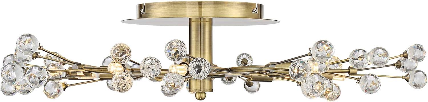 Possini Euro Design Ceiling Light Semi Flush Mount Fixture LED Brass 27 1/2" Wide 10-Light Crystal Berry for Living Room