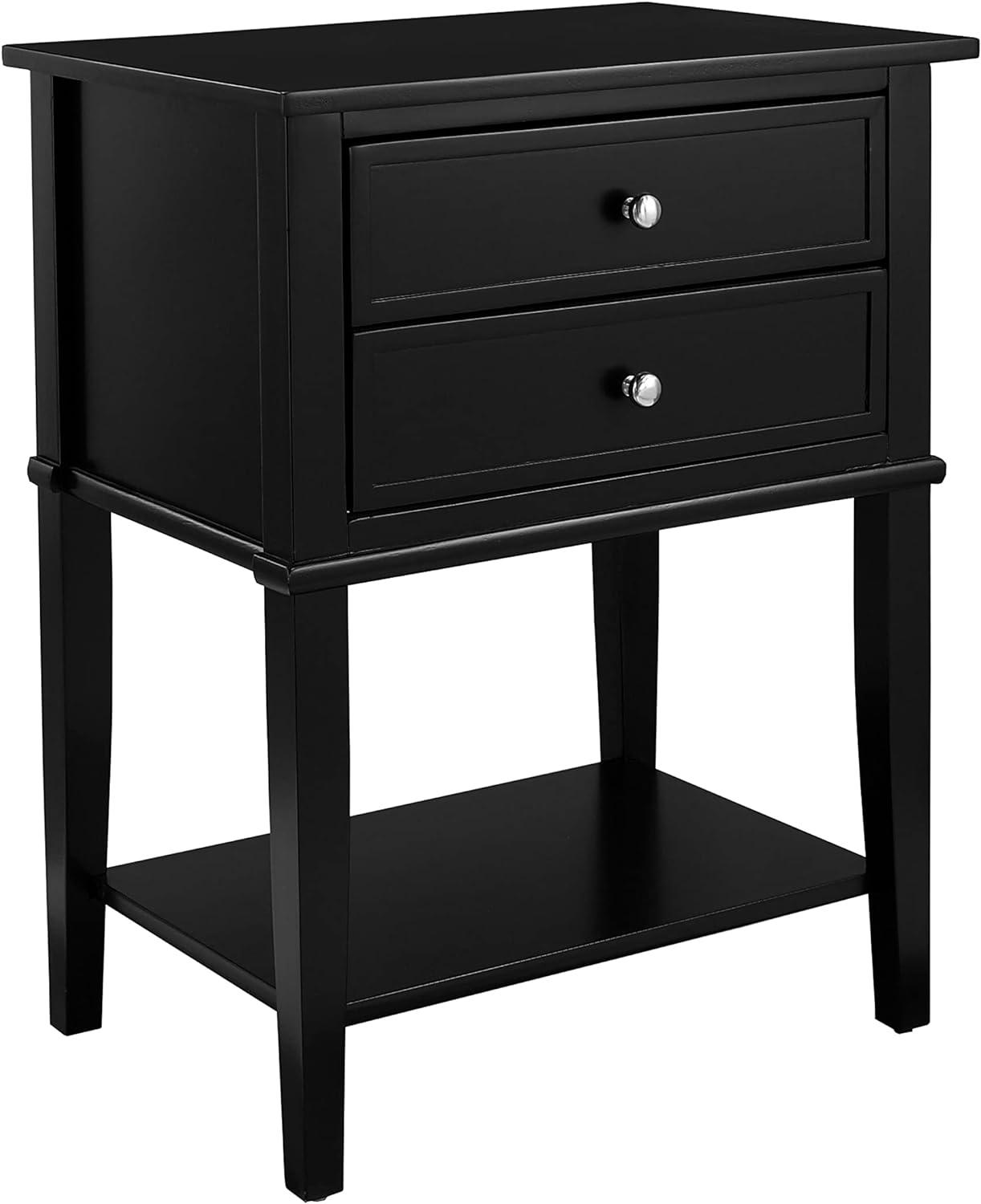 Ameriwood Home Franklin Nightstand Table with 2 Drawers and Lower Shelf