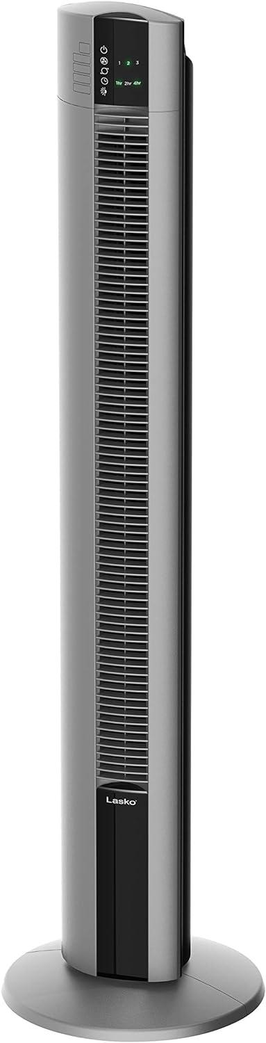 Lasko 48" Space-Saving Oscillating Performance Tower Fan with Remote, Gray, T48314, New