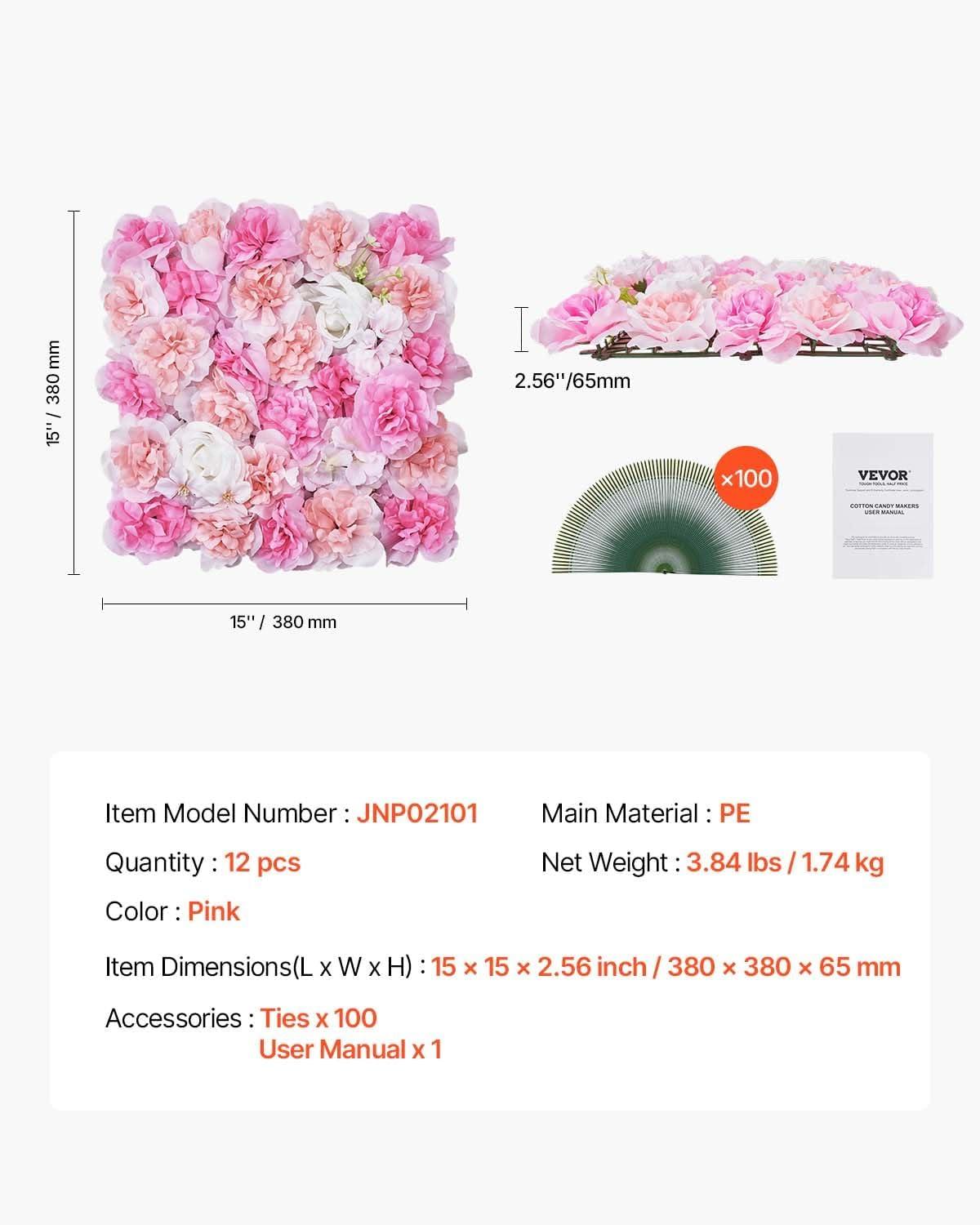 VEVOR Artificial Grass Wall Panels, 12 PCS 20 x 20 inch, 3D Combination Greenery Boxwood Panel for Indoor Outdoor Green Decor & Ivy Fence Covering, Privacy Backdrop Wall Hedge Screen for Garden