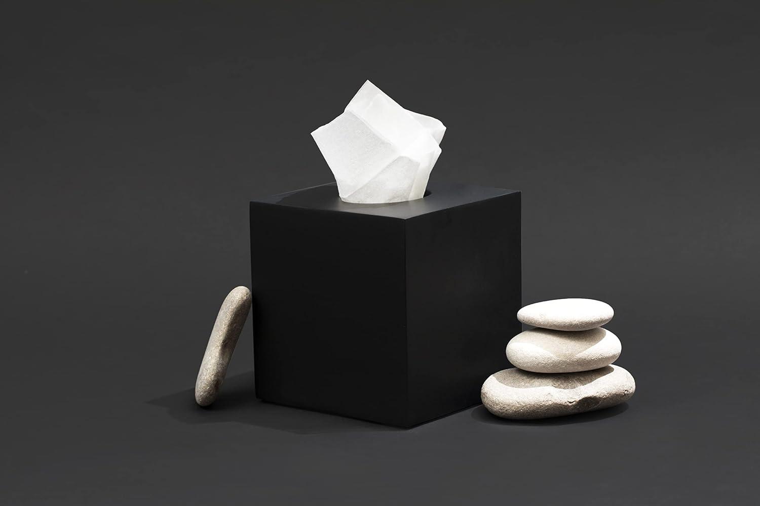 Essentra Home Matte Black Square Tissue Box Cover - Essentra Home - Matte Black Collection