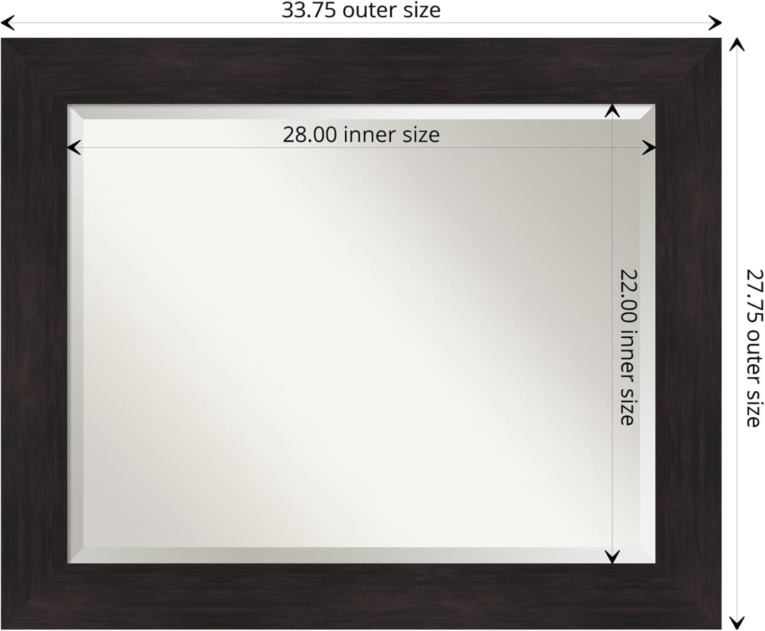 Espresso Brown Polystyrene Framed Vanity Mirror 33.5 x 27.5 Inches