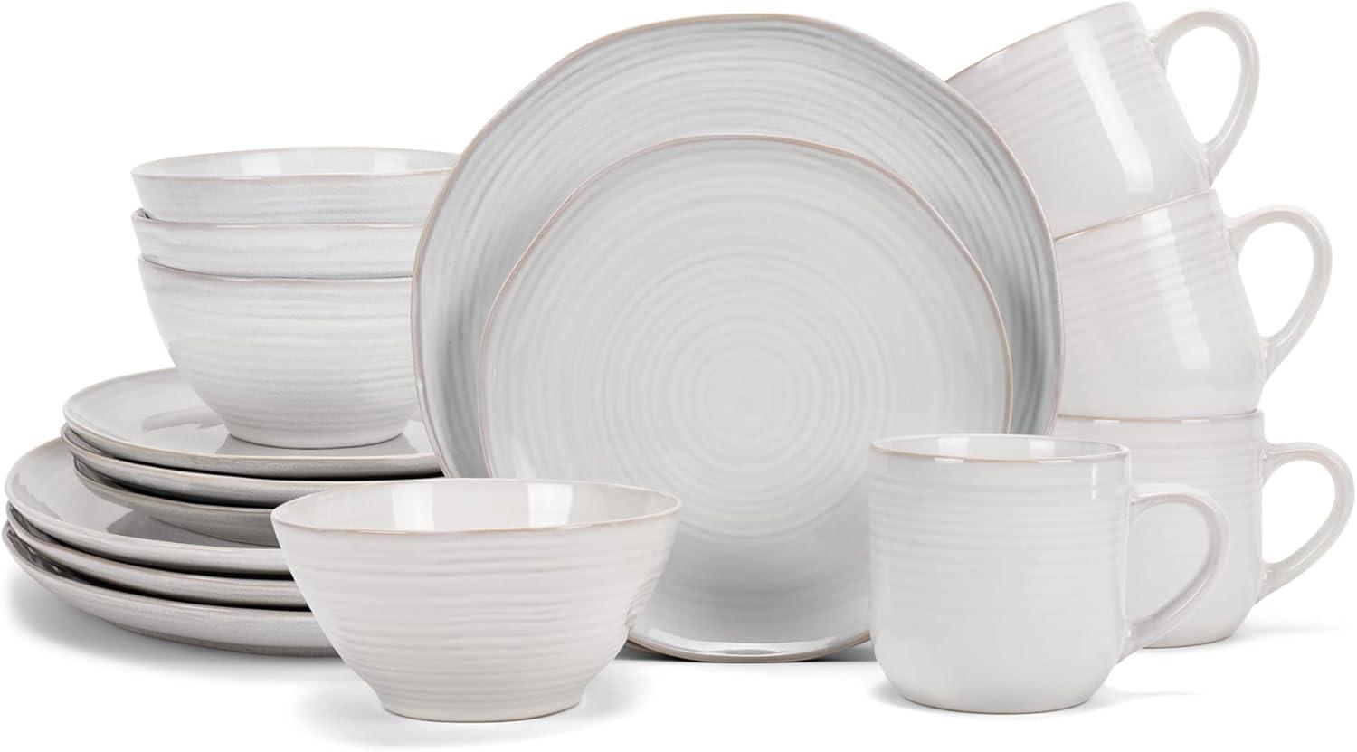 Classic White 16-Piece Ceramic Stoneware Dinnerware Set