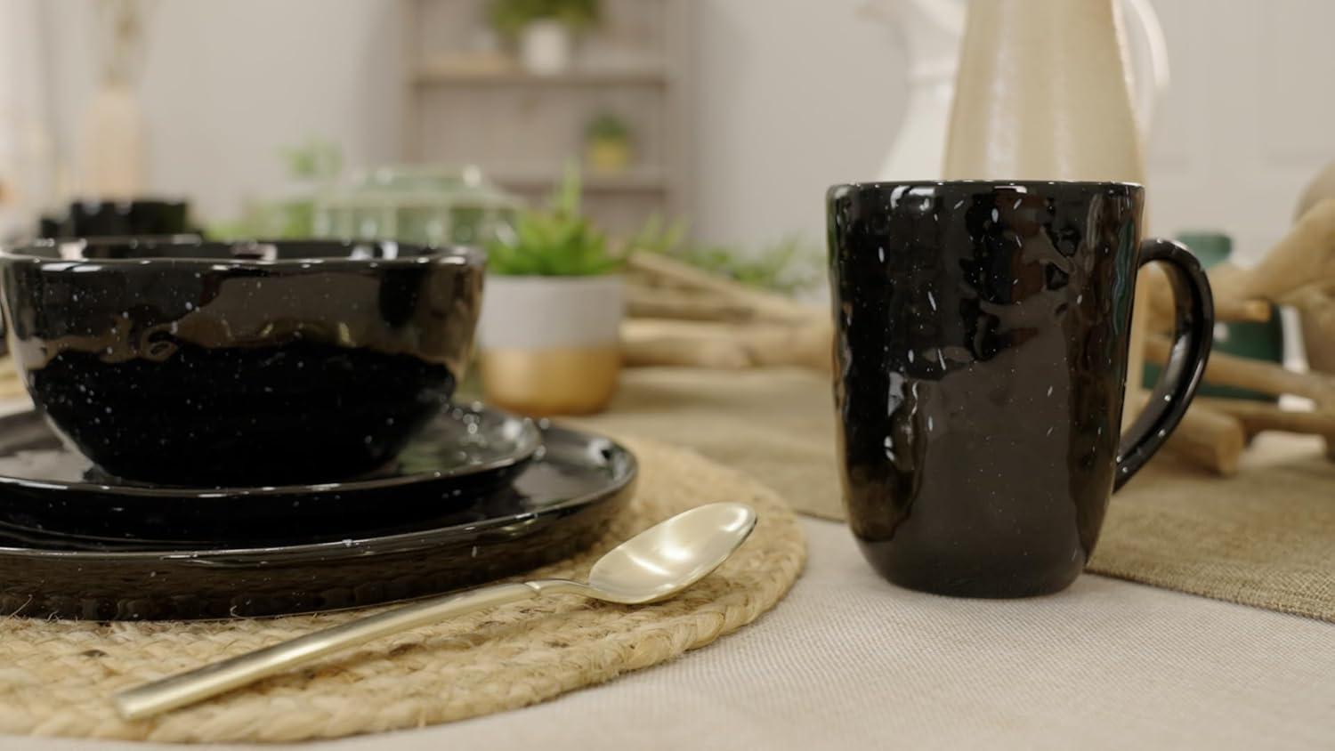 Stone Lain Jade 16-Piece Stoneware Dinnerware Set, Service for 4, White