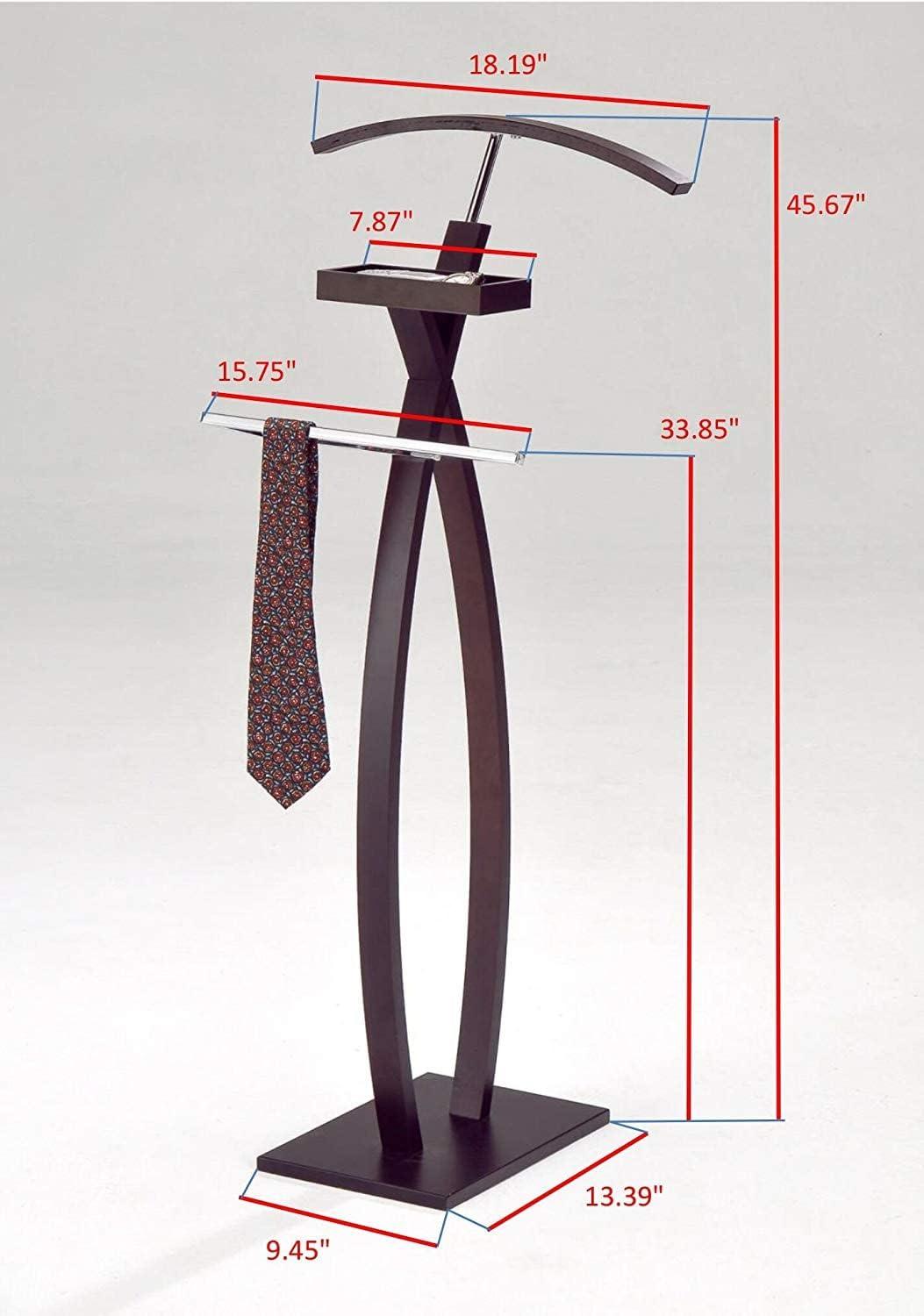 Laurent Walnut and Metal Modern Valet Stand with Hanger