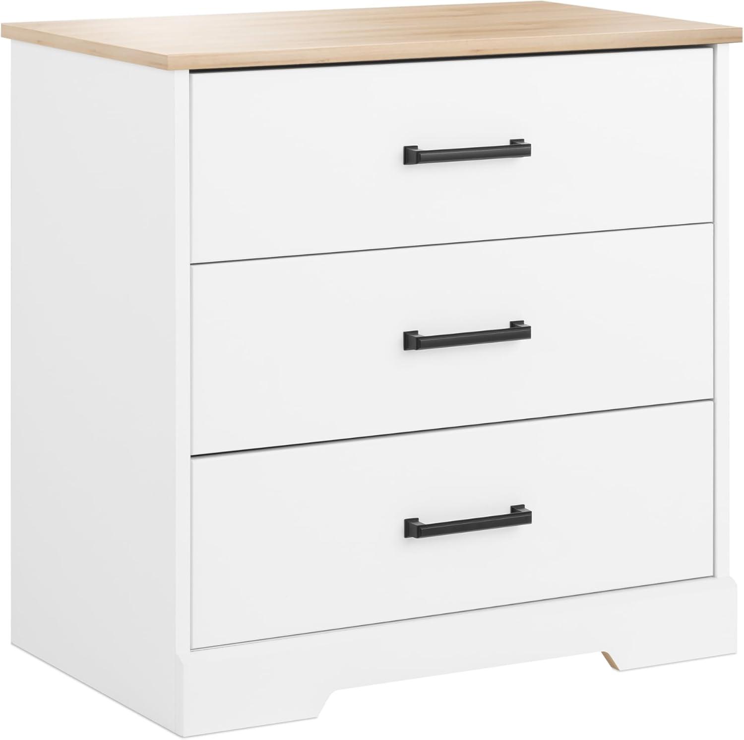 Prepac Rustic Ridge Farmhouse 3 Drawer Nightstand White/Oak