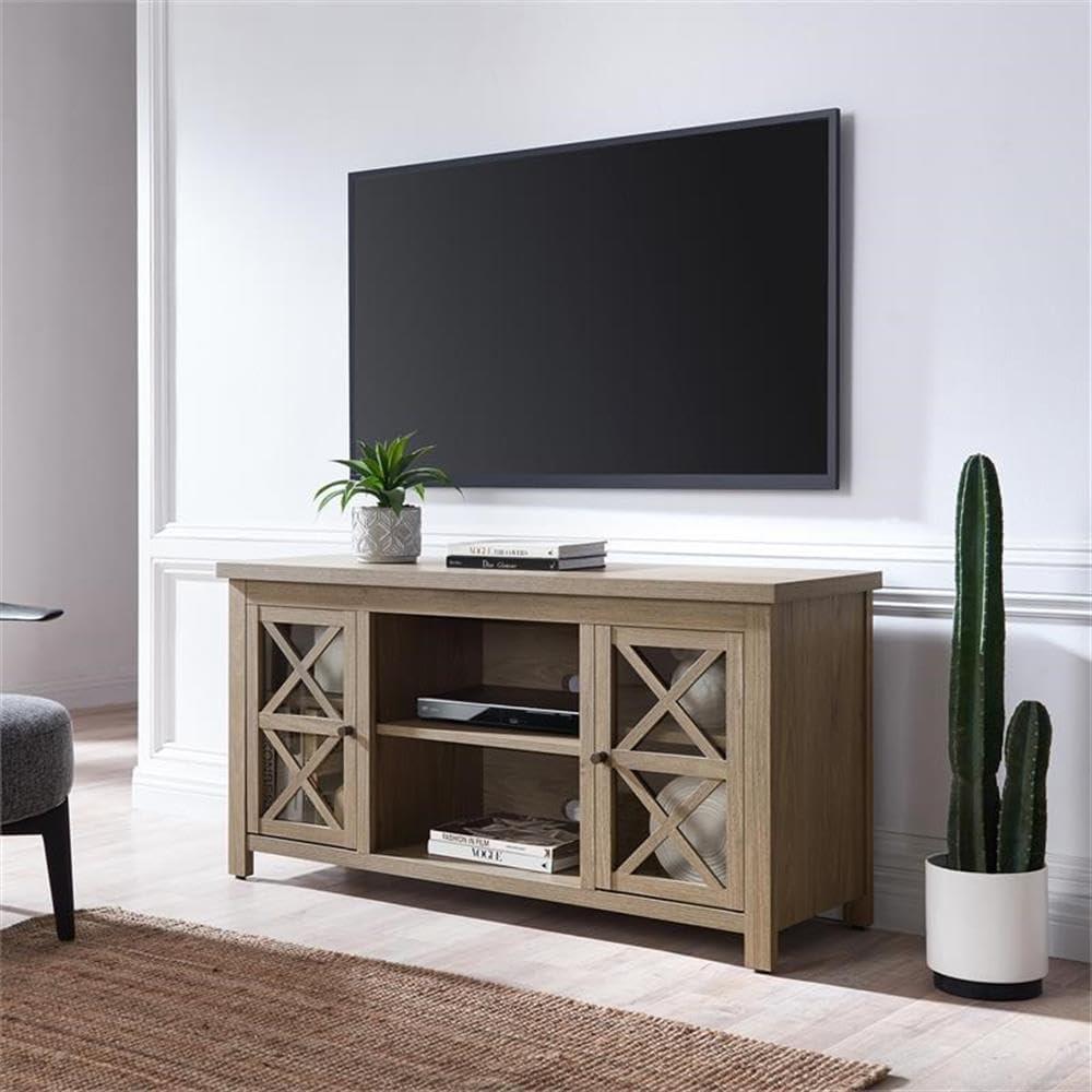 Evelyn&Zoe Colton Rectangular TV Stand for TV's up to 55", Antiqued Gray Oak