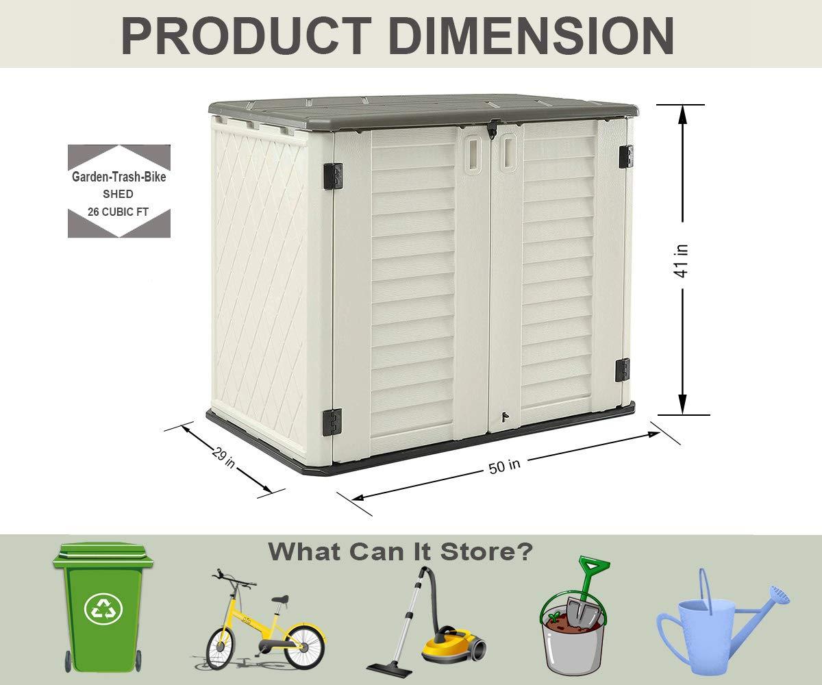ADDOK 34 Cu.ft Outdoor Storage Shed, Horizontal Storage Unit Weather Resistance, Thick HDPE Resin Storage Cabinet for Backyards, Patio, Garden(White)