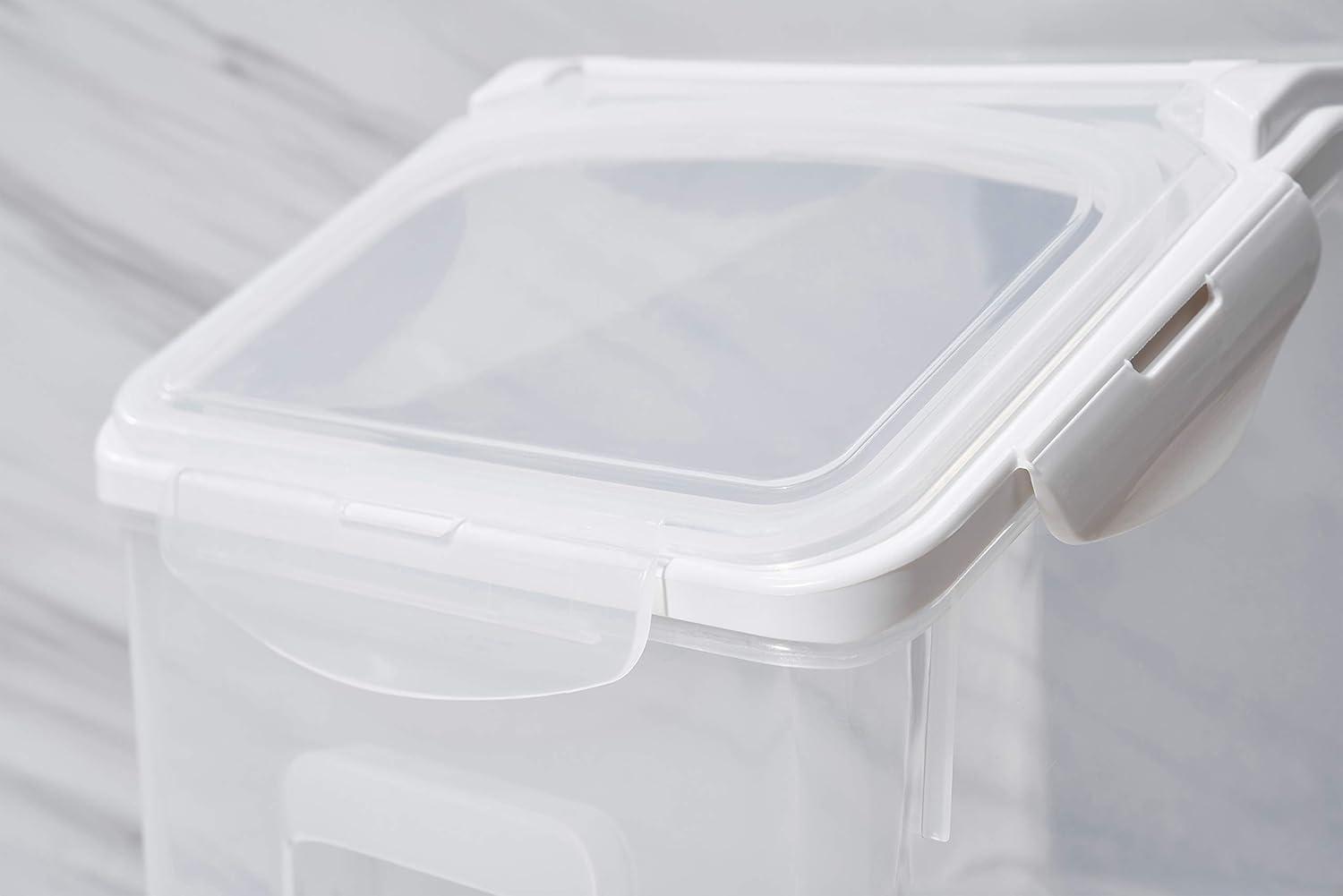 Clear and Off-White Airtight Plastic Food Storage Containers with Measuring Cup, 2 Set