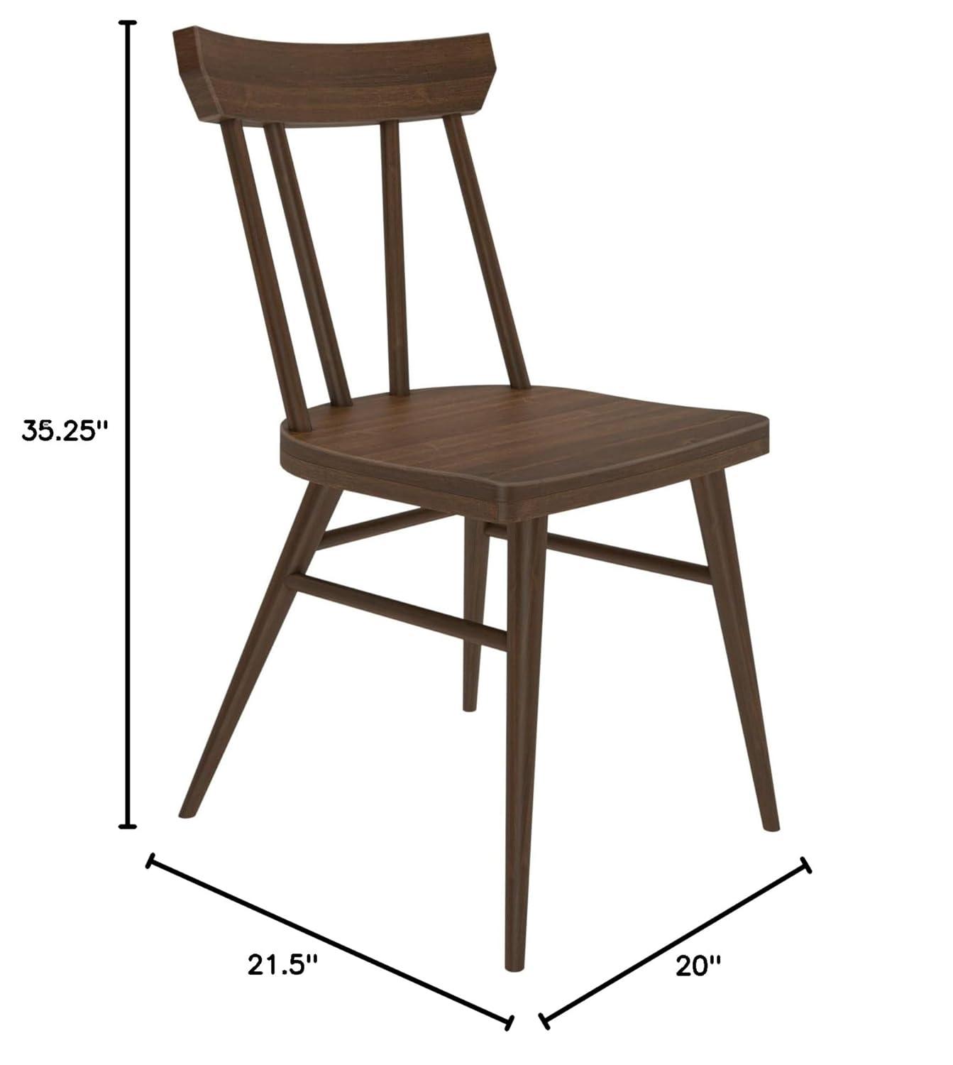 Plank+Beam Windsor Dining Chair Set of 2, Solid Wood Chairs for Kitchen, Office, Living Room,Walnut
