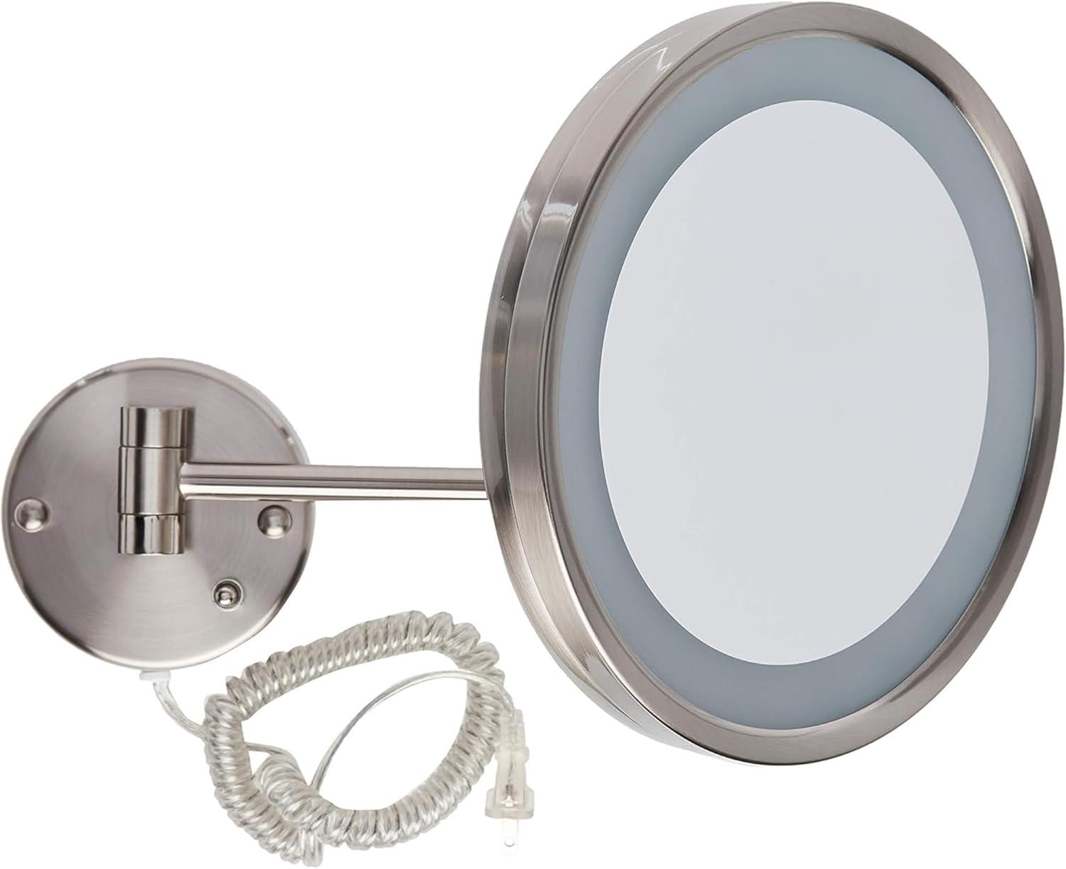 Elegant Nickel Finish LED Wall Mounted Magnifying Makeup Mirror