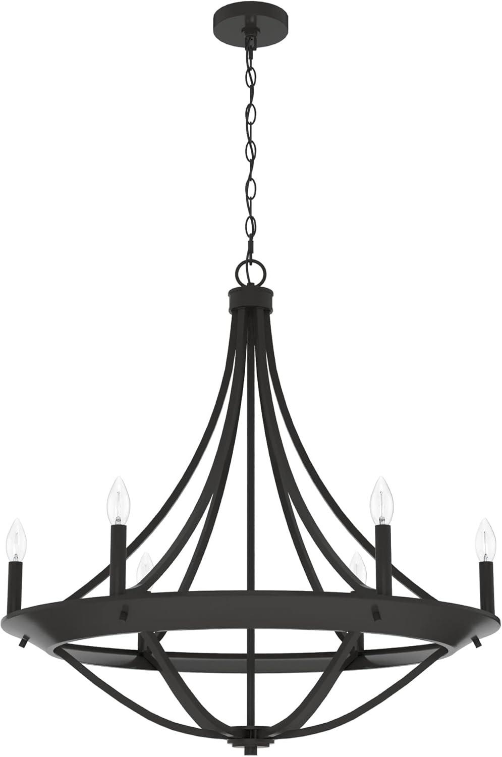 Hunter - Perch Point 6-light Noble Bronze, Large Chandelier, Dimmable, Casual Style, Empire Shaped, for Bedrooms, Kitchens, Dining, Living Rooms - 19414