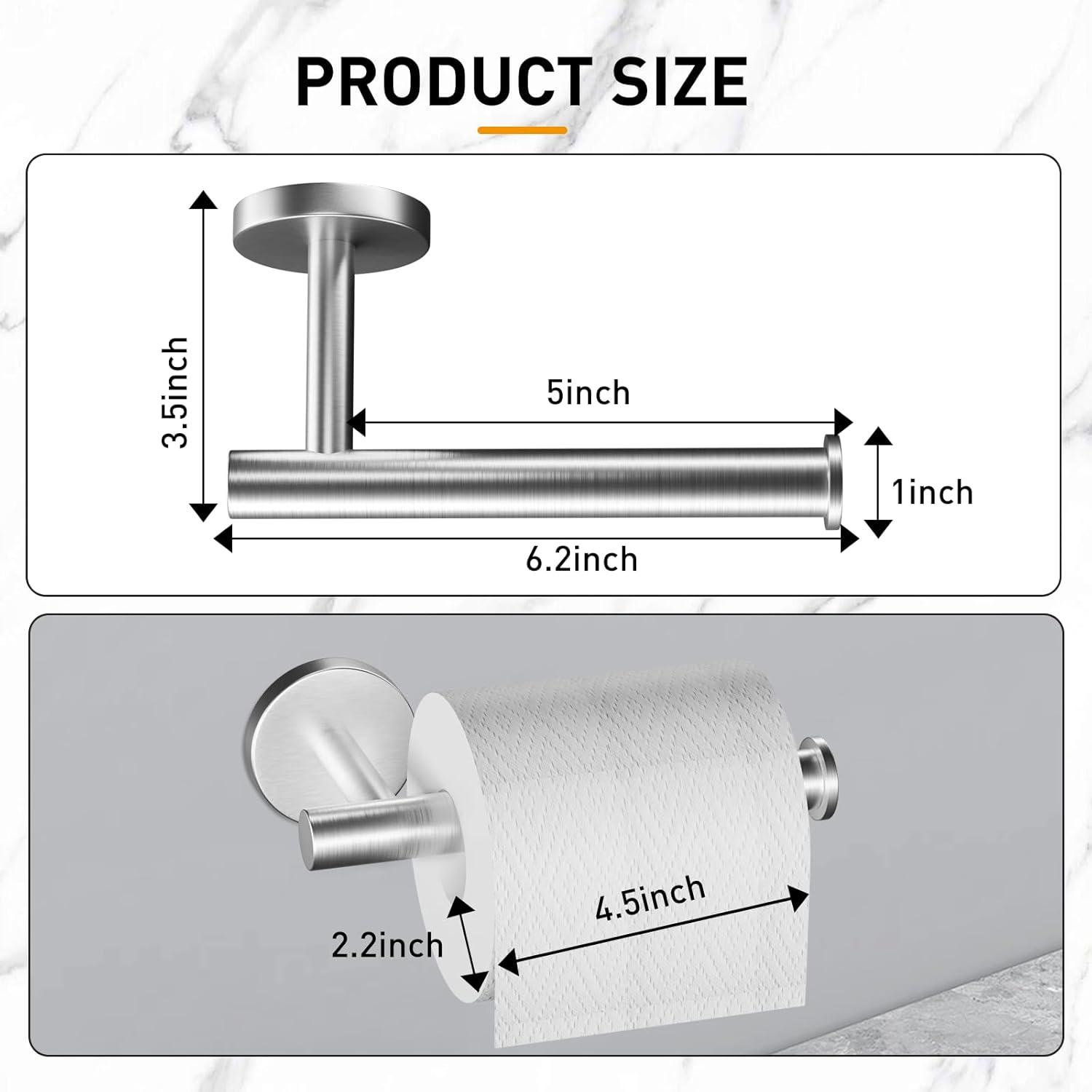 MOGFCT Toilet Paper Holder Brushed Gold Wall Mounted, Double Post Pivoting Toilet Paper Holder SUS 304 Stainless Steel Bathroom