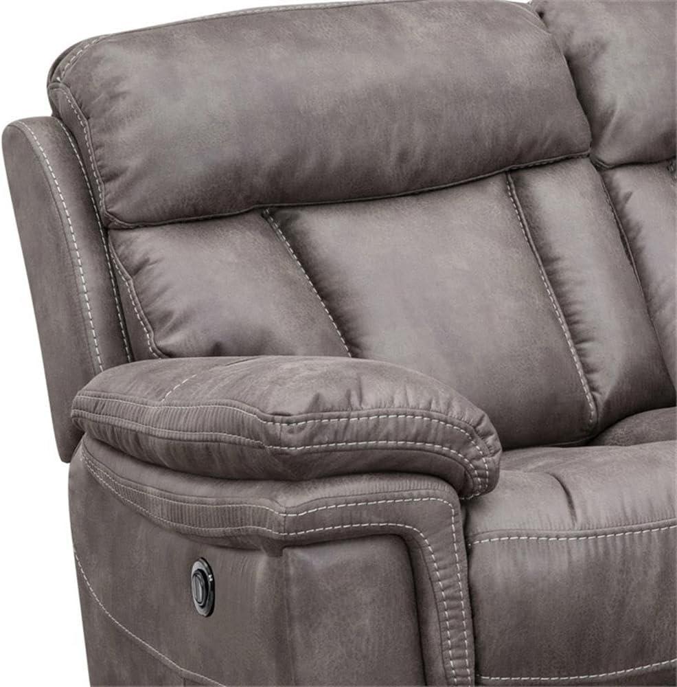 Estelle Power Loveseat in Gunmetal Fabric