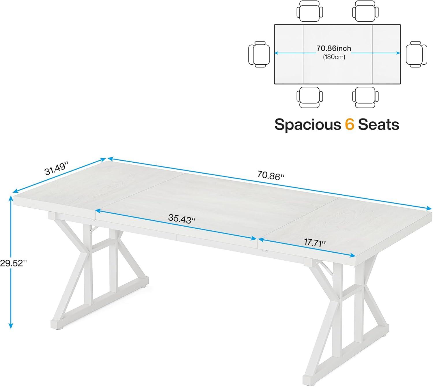 Tribesigns 6FT Conference Table, 70.86 L x 31.49 W x 29.52 H Inches Rectangle Meeting Room Table, Rustic Wood Seminar Table Executive Desk for Office, Conference Room (White)