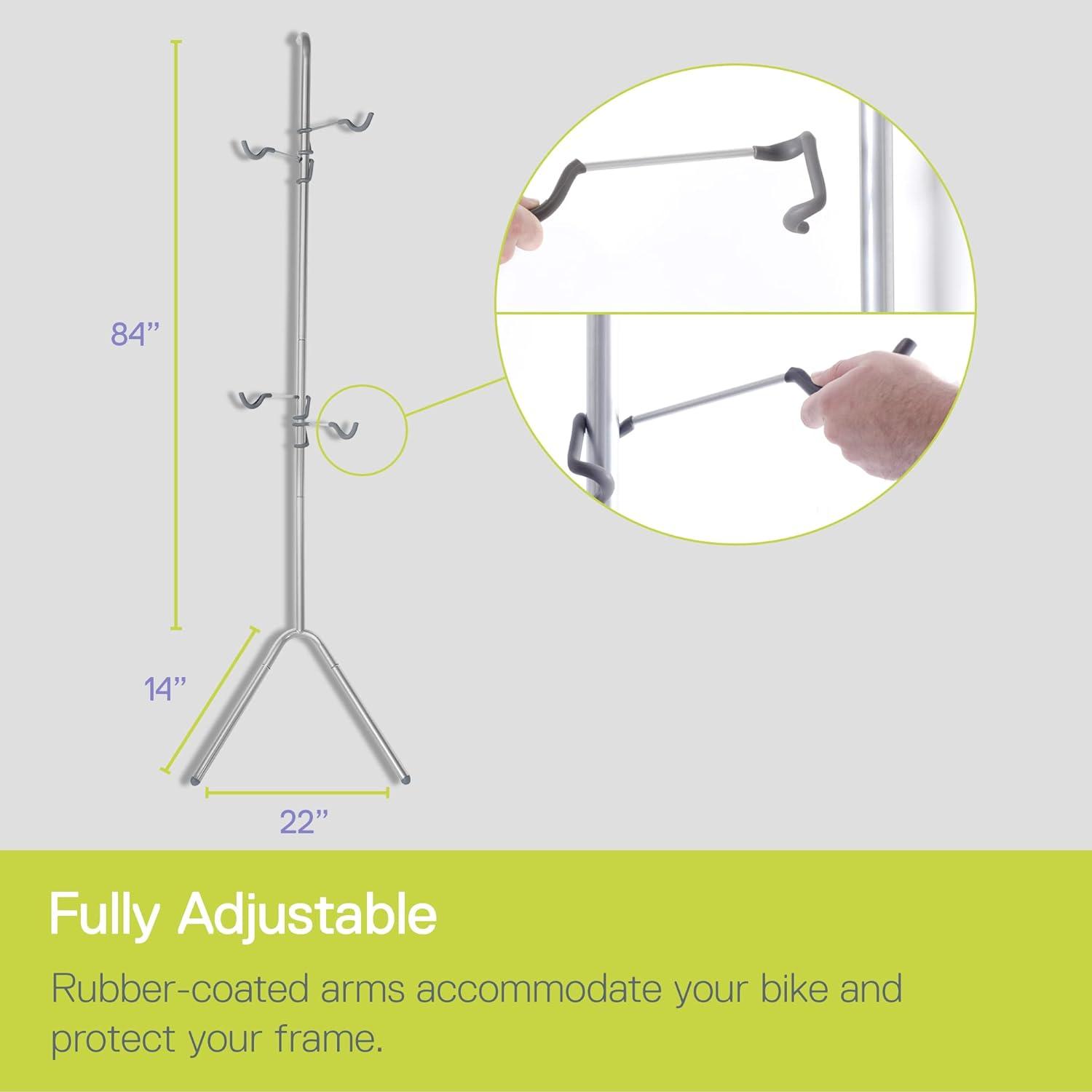 delta Alloy Freestanding Wall Fully Adjustable 2 Bike Single Pole Gravity Bike Storage Rack