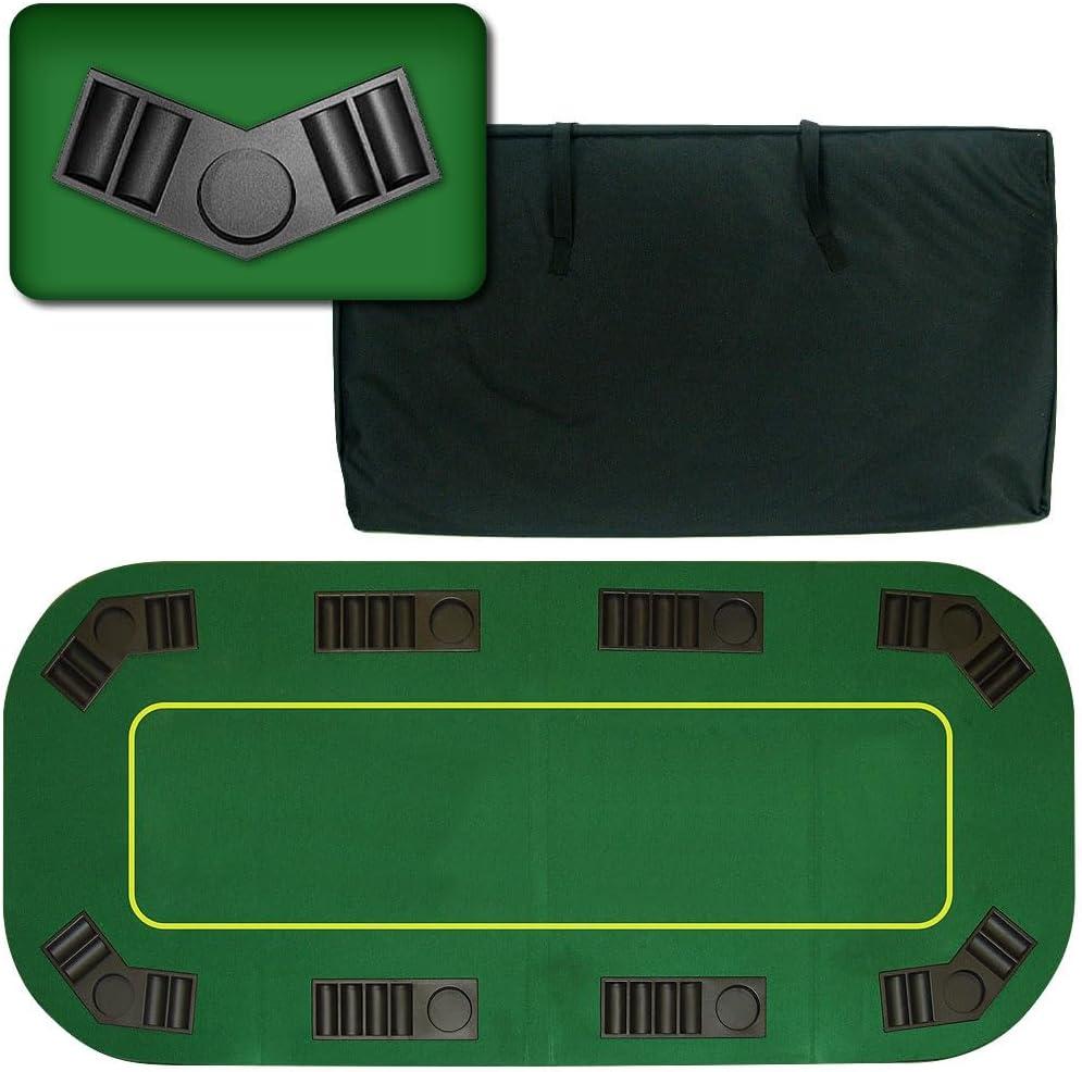 Green 80-Inch Foldable Poker Tabletop with Cup Holders