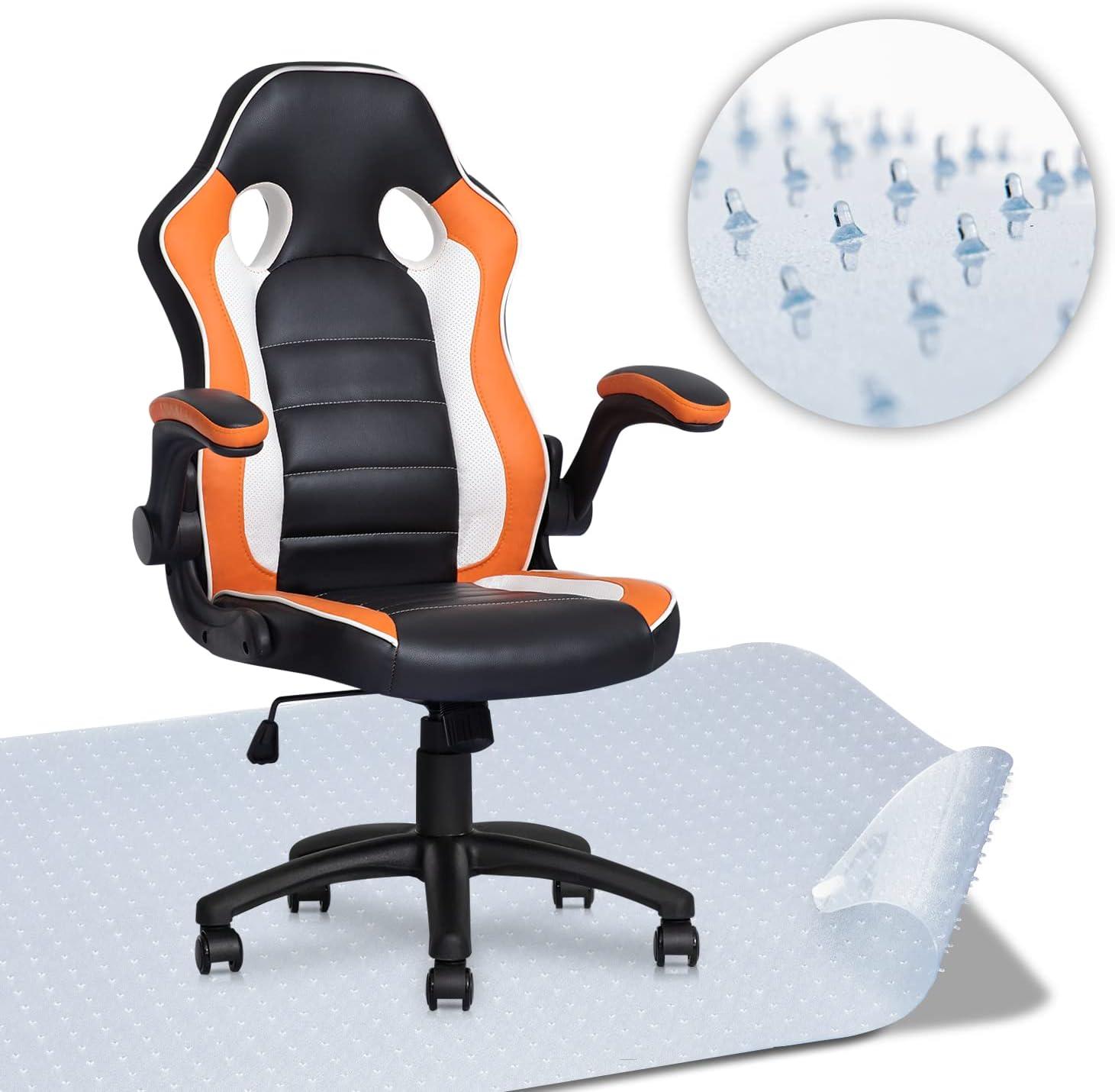 MoNiBloom Swivel PC Game Chair + PVC Mat, High-Back with Adjustable Handrail, Orange