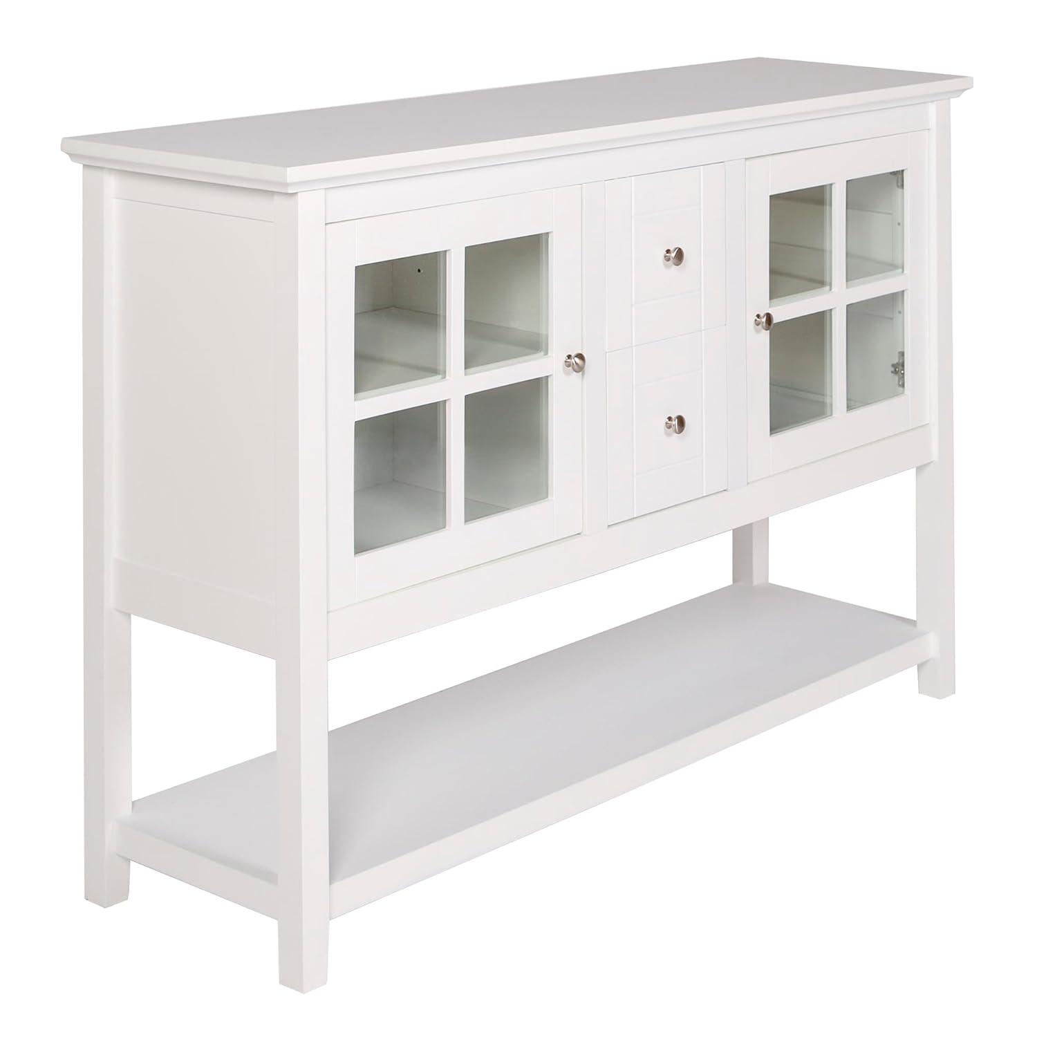 Walker Edison 52" Wood Console Table Buffet TV Stand for TV's up to 55" - White