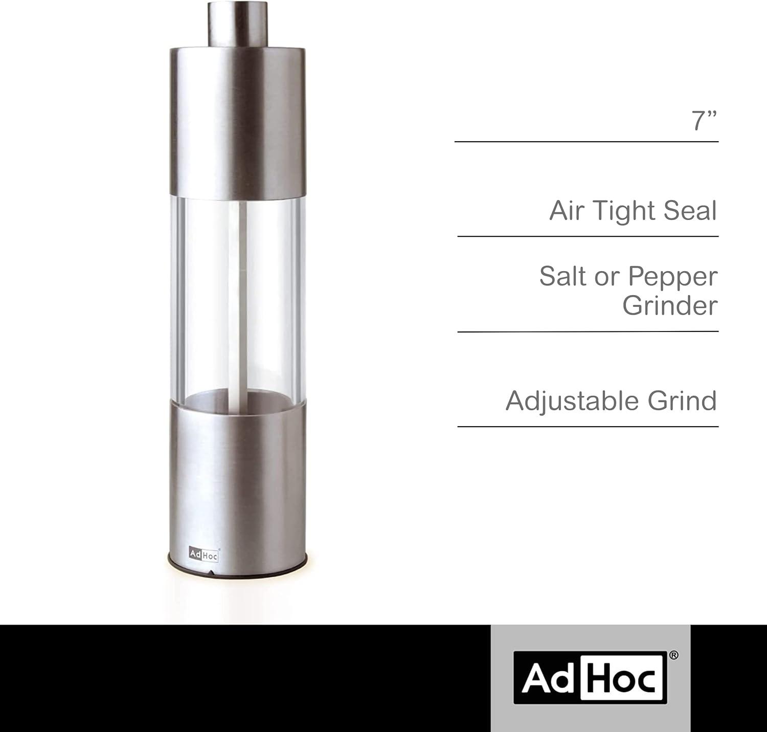 AdHoc Medium Stainless Steel and Acrylic Salt and Pepper Mill