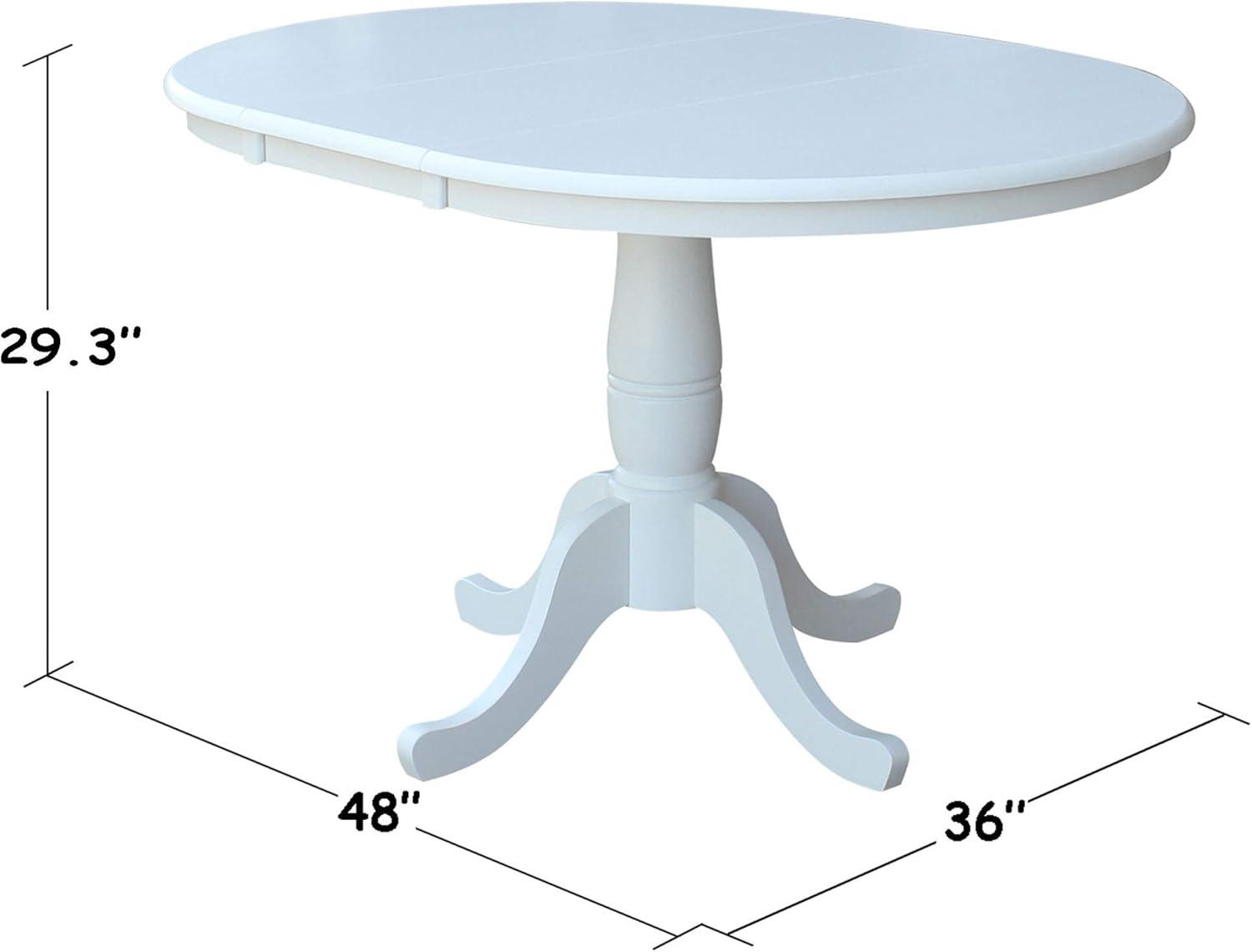 36" Kyle Round Top Pedestal with 12" Drop Leaf Dining Table White - International Concepts: Oval Kitchen Table for 4, Butterfly Leaf