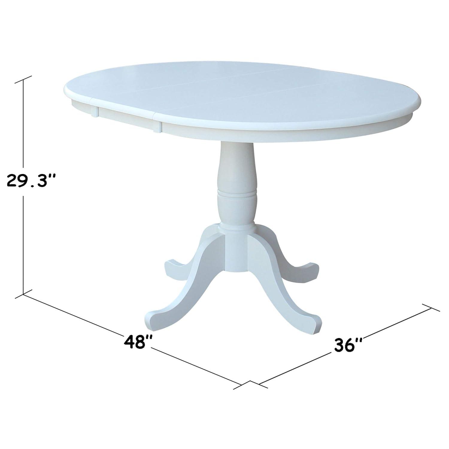 36" Kyle Round Top Pedestal with 12" Drop Leaf Dining Table White - International Concepts: Oval Kitchen Table for 4, Butterfly Leaf