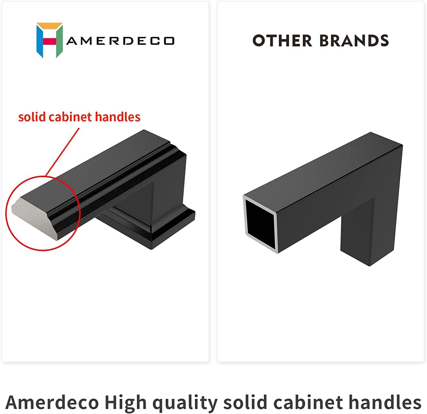 Amerdeco 10 Pack Brushed Satin Nickel Cabinet Pulls - 5 Inch(128MM) Hole Centers Kitchen Handles for Cabinets and Cupboards - ZH0060