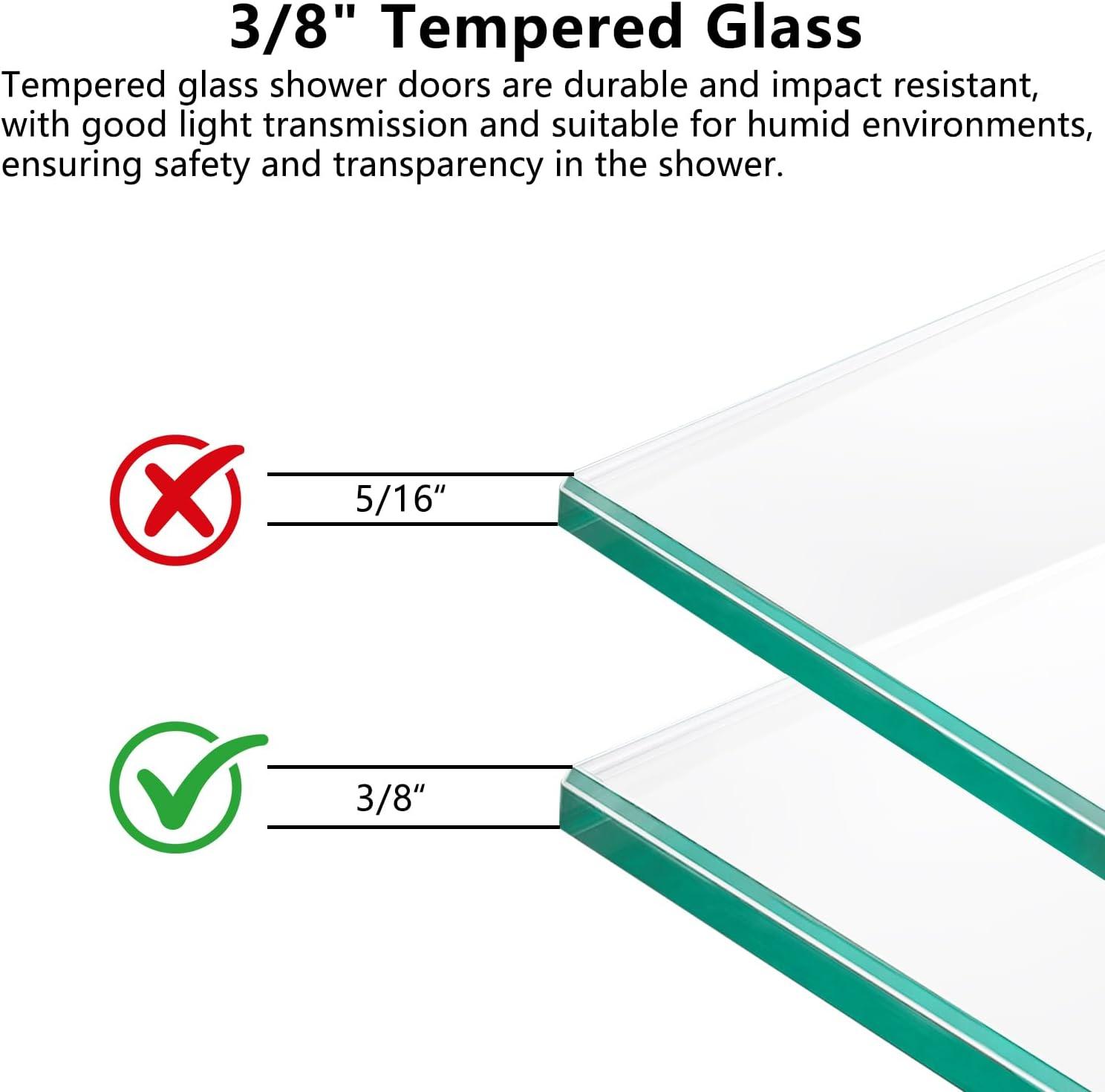 Dimorphos 56-60"W x 76"H Frameless Double Sliding Shower Door with 10mm Tempered Glass Door 11DD161822LL
