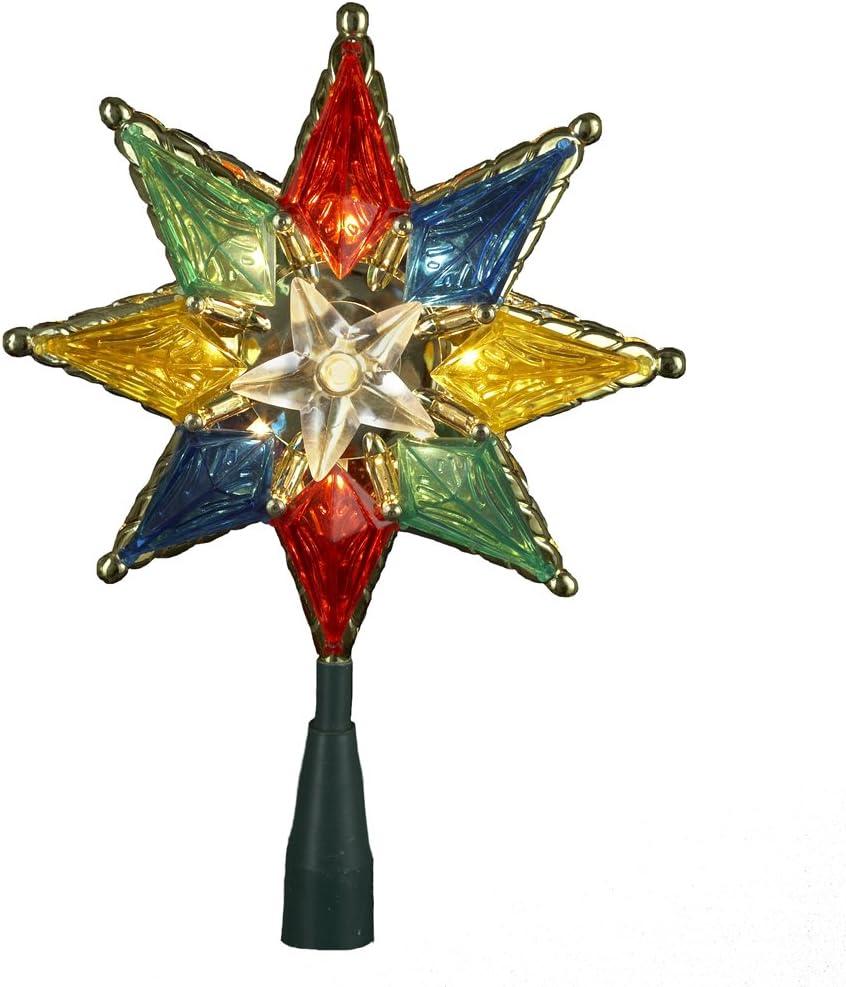 Multi-Colored Plastic 10-Light 8-Point Star Tree Topper