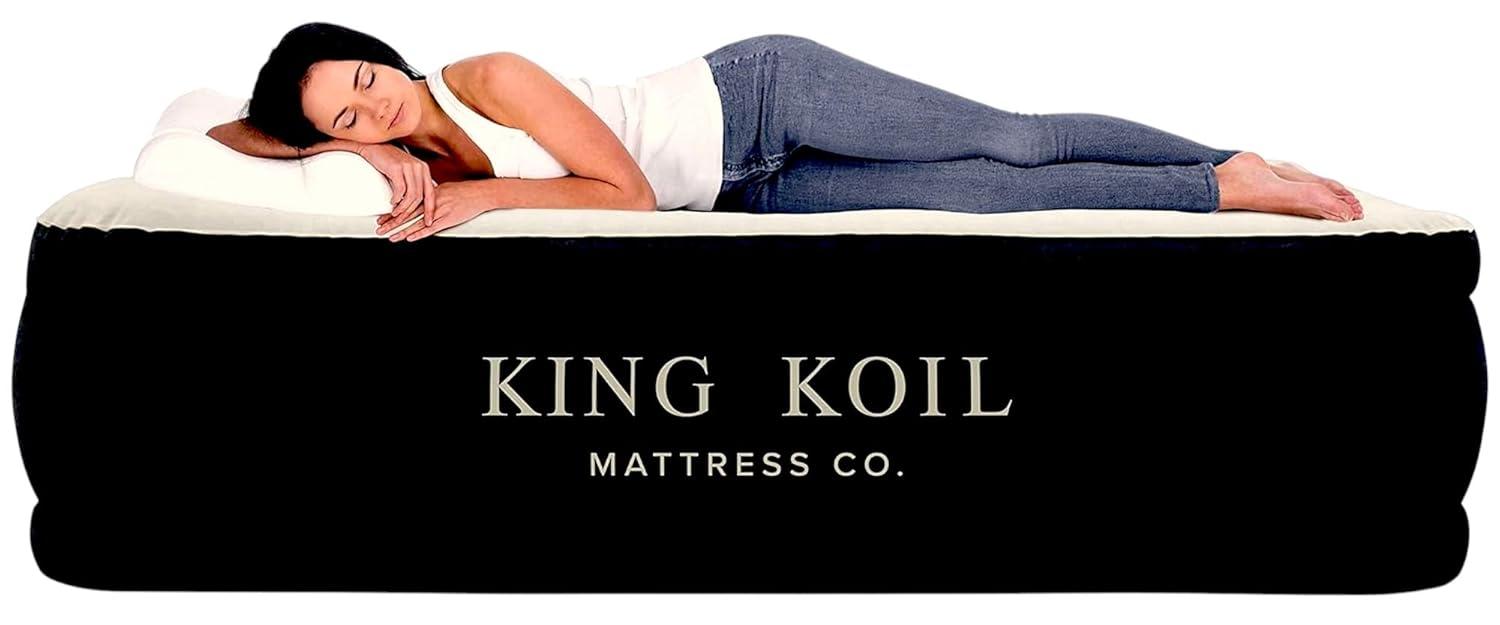 California King Black Raised Air Mattress with Built-in Pump