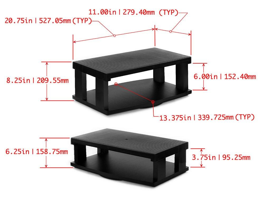 Aleratec 2-Tier Swivel TV Stand: Adjustable TV Riser for Flat Screens, Gaming Consoles and Monitors - Space-Saving Tabletop Stand for Home and Office (20.75in x 11in)