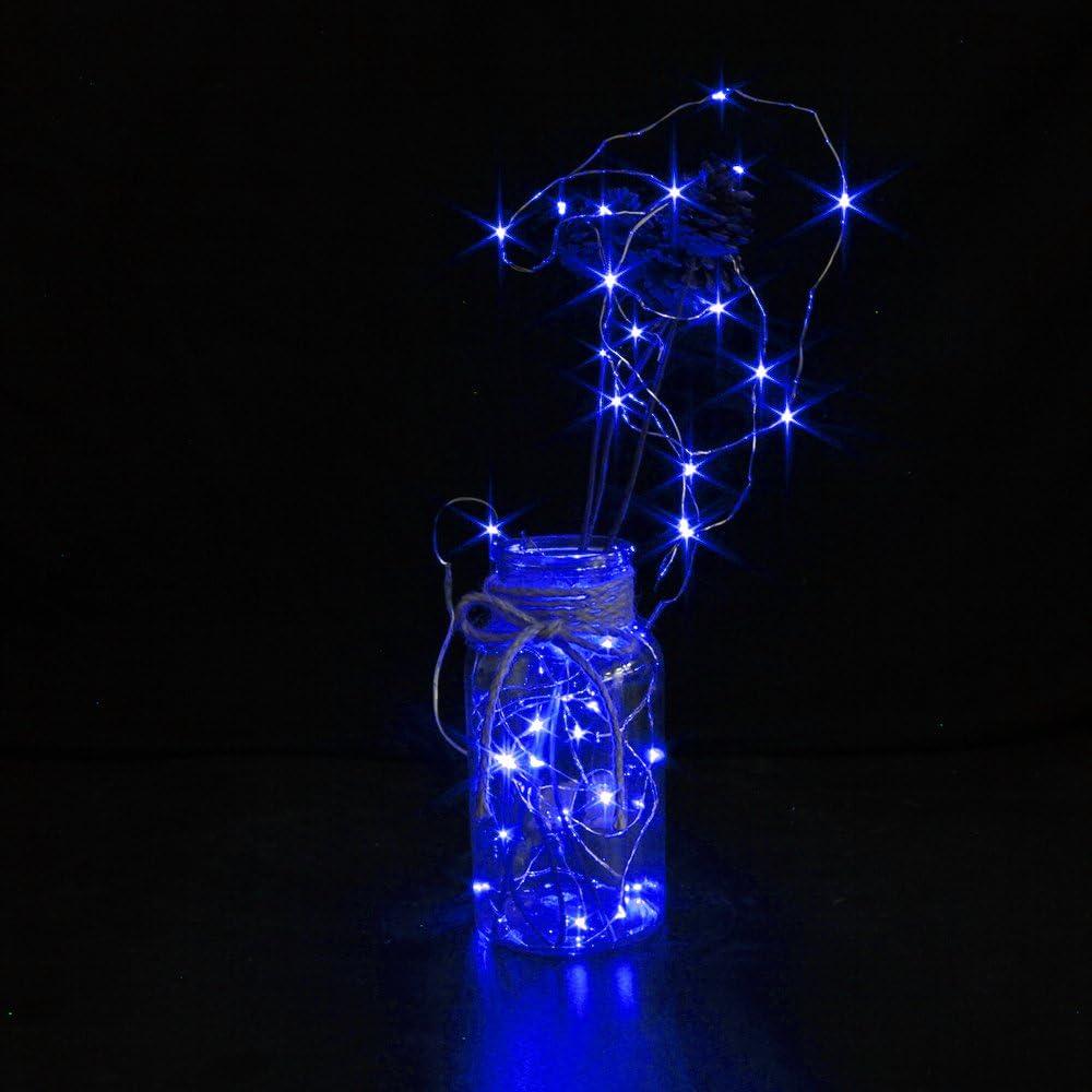 CYLAPEX 6 Pack Blue Fairy Lights Battery Operated Fairy String Lights Firefly Lights LED Starry String Lights 3.3ft 20 LEDs Silvery Copper Wire for Christmas DIY Decoration Costume Wedding Party