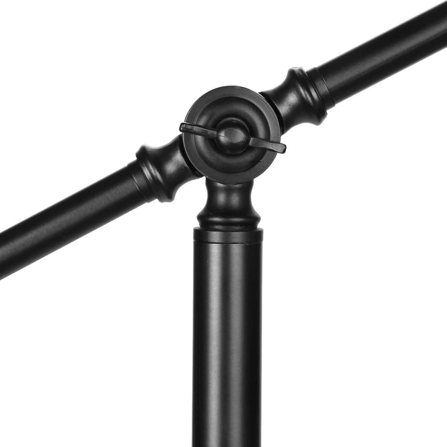 Brightech Hudson 70" Modern LED Floor Lamp with Adjustable Height, Black Finish, and Beige Fabric Drum Shade, Bulb Included