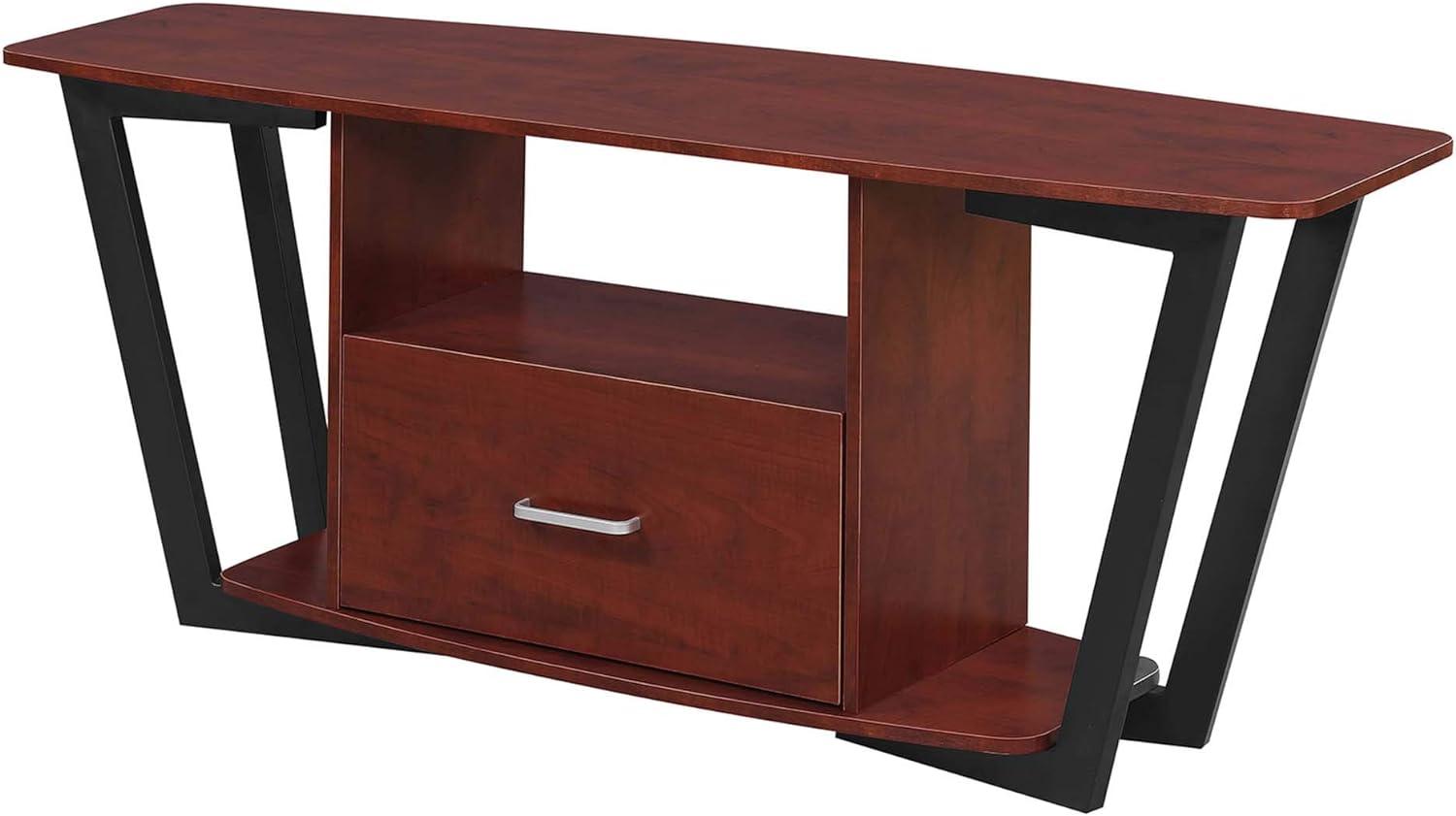 Cherry and Black 58" TV Stand with Cabinet