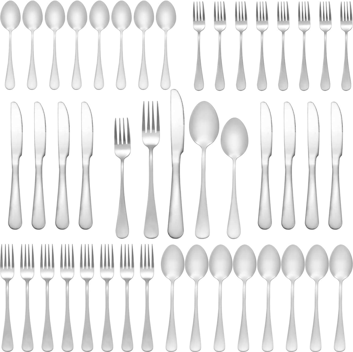 40-Piece Polished Stainless Steel Flatware Set for 8