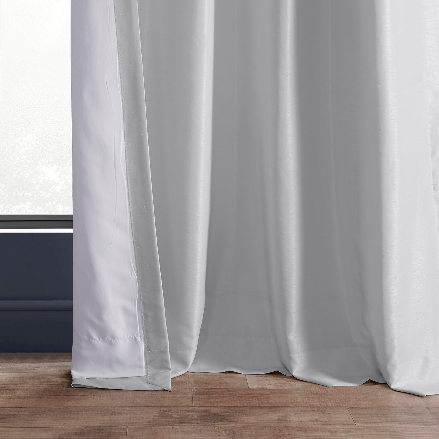 Exclusive Fabrics Ex. Cortina de Seda Sintética con Textura Fruncida (1 Panel) Hielo 50 X 108 108 Pulgadas