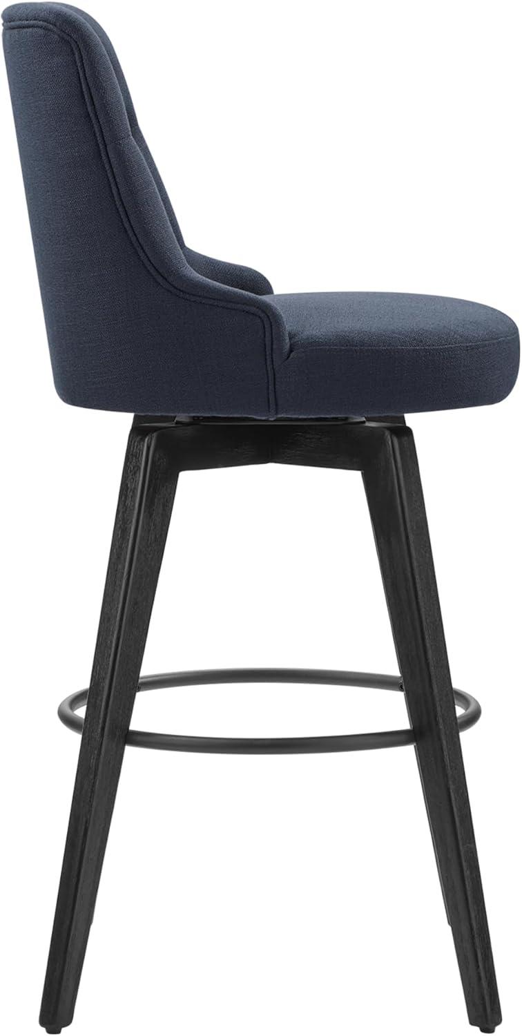 CHITA 30 inch Swivel Upholstered Counter Height Bar Stools with Tufted Back Set of 2, Fabric in Insignia Blue