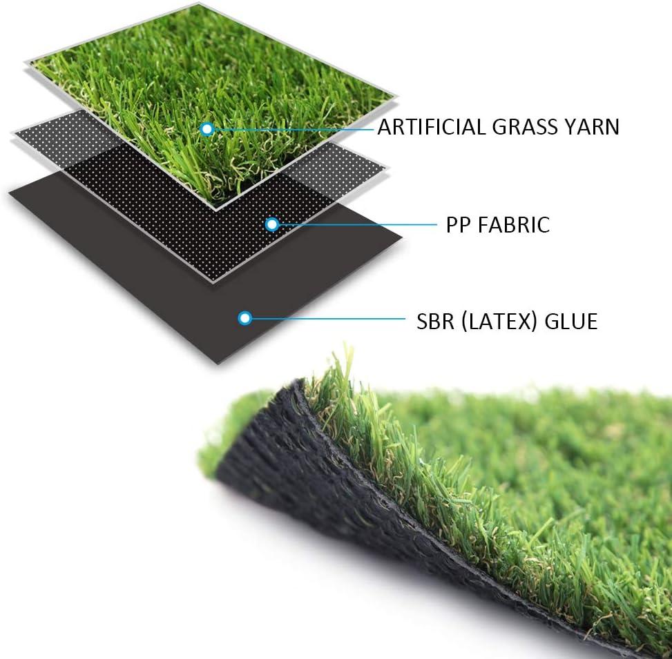 Artificial Grass Lawn Turf 4 FT x 7 FT(28 Square FT) 0.8inch Realistic Synthetic Grass Mat, Indoor Outdoor Garden Lawn Landscape for Pets,Fake Faux Grass Rug with Drainage Holes