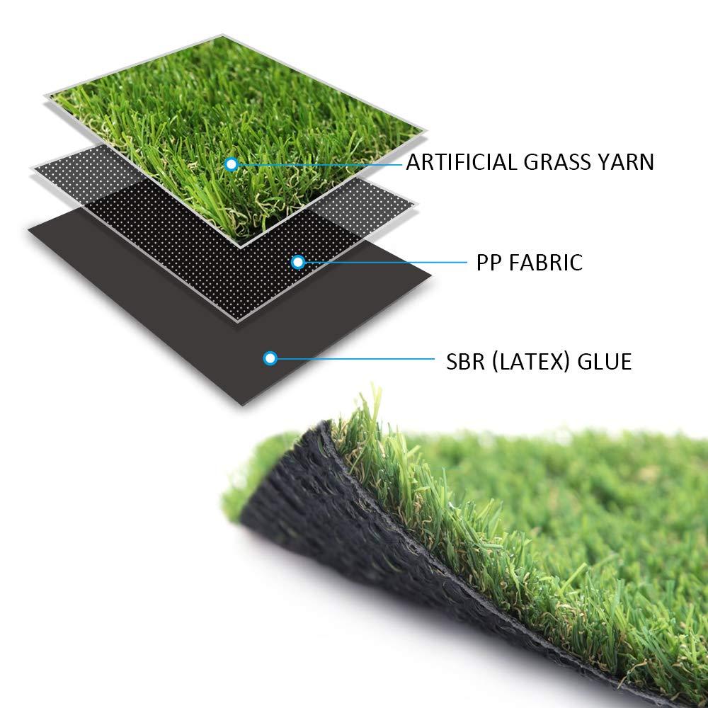 Artificial Grass Lawn Turf 4 FT x 7 FT(28 Square FT) 0.8inch Realistic Synthetic Grass Mat, Indoor Outdoor Garden Lawn Landscape for Pets,Fake Faux Grass Rug with Drainage Holes