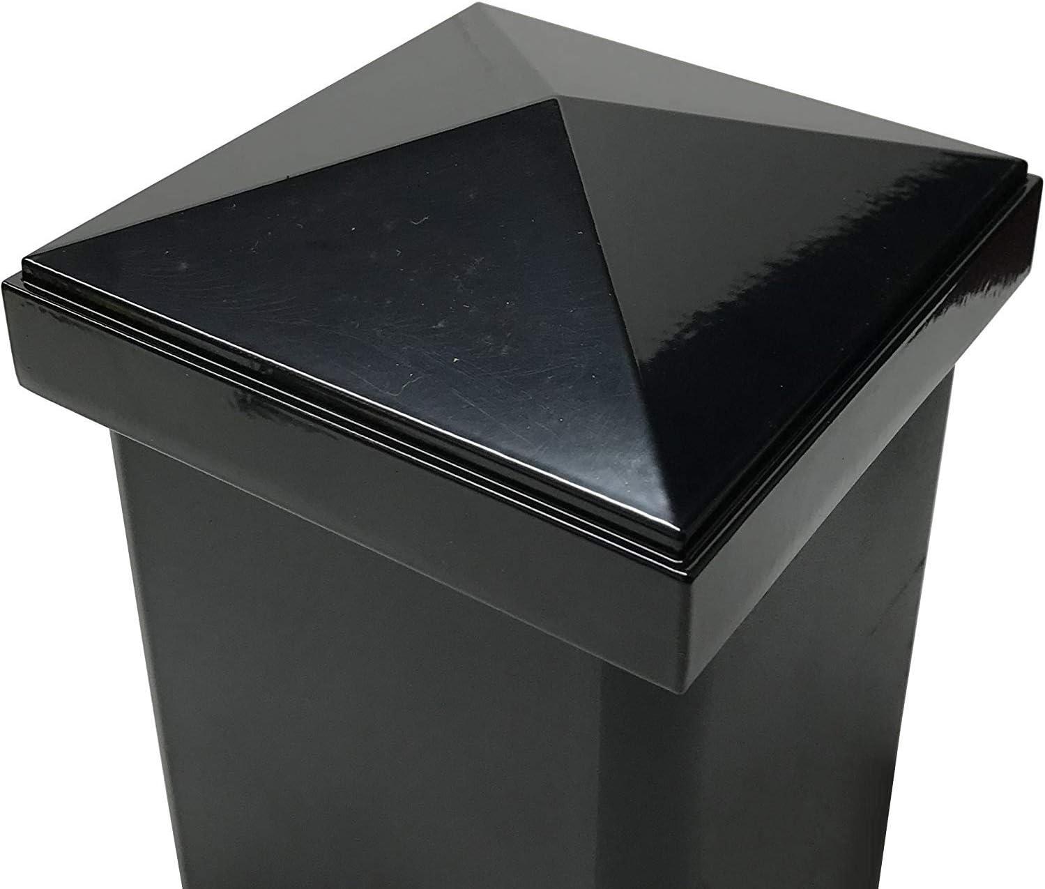 Tapa de Poste Piramidal de Aluminio de 4" x 4" para Postes de Metal - Ajuste a Presión - Negro