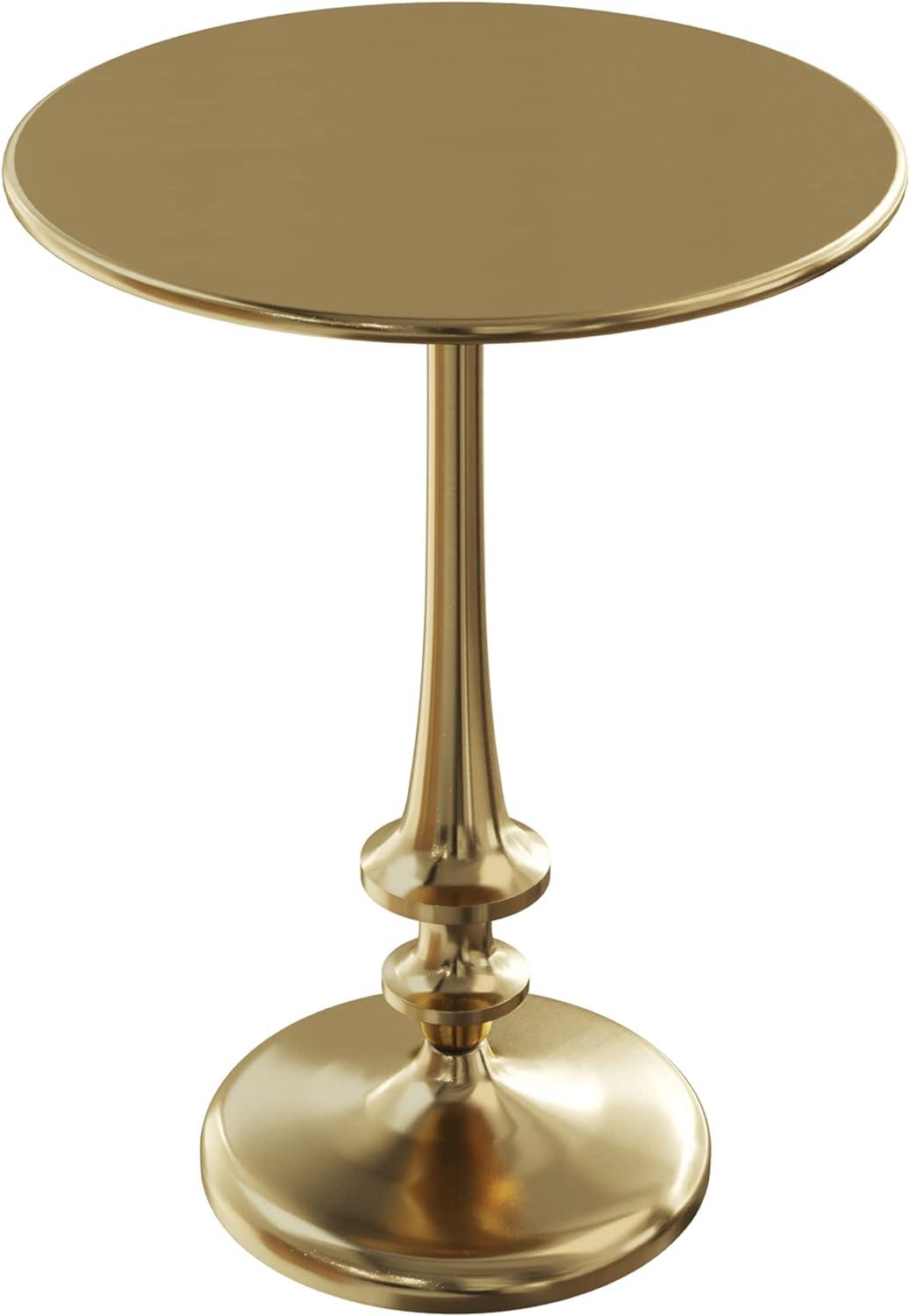 Side Table - Iron Pedestal Table with Antiqued Brass Finish for Couch, Loveseat, Entryway, or Bed - Vintage Living Room Furniture by Lavish Home