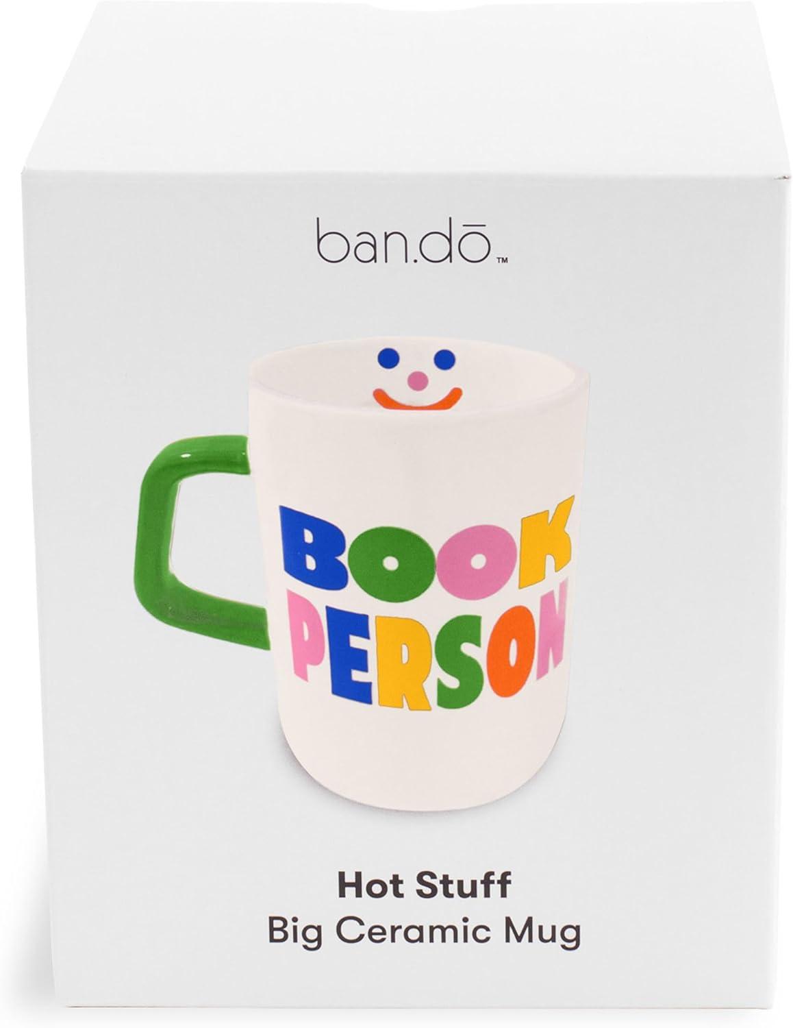 Colorful Ceramic Book Person Mug with Green Handle