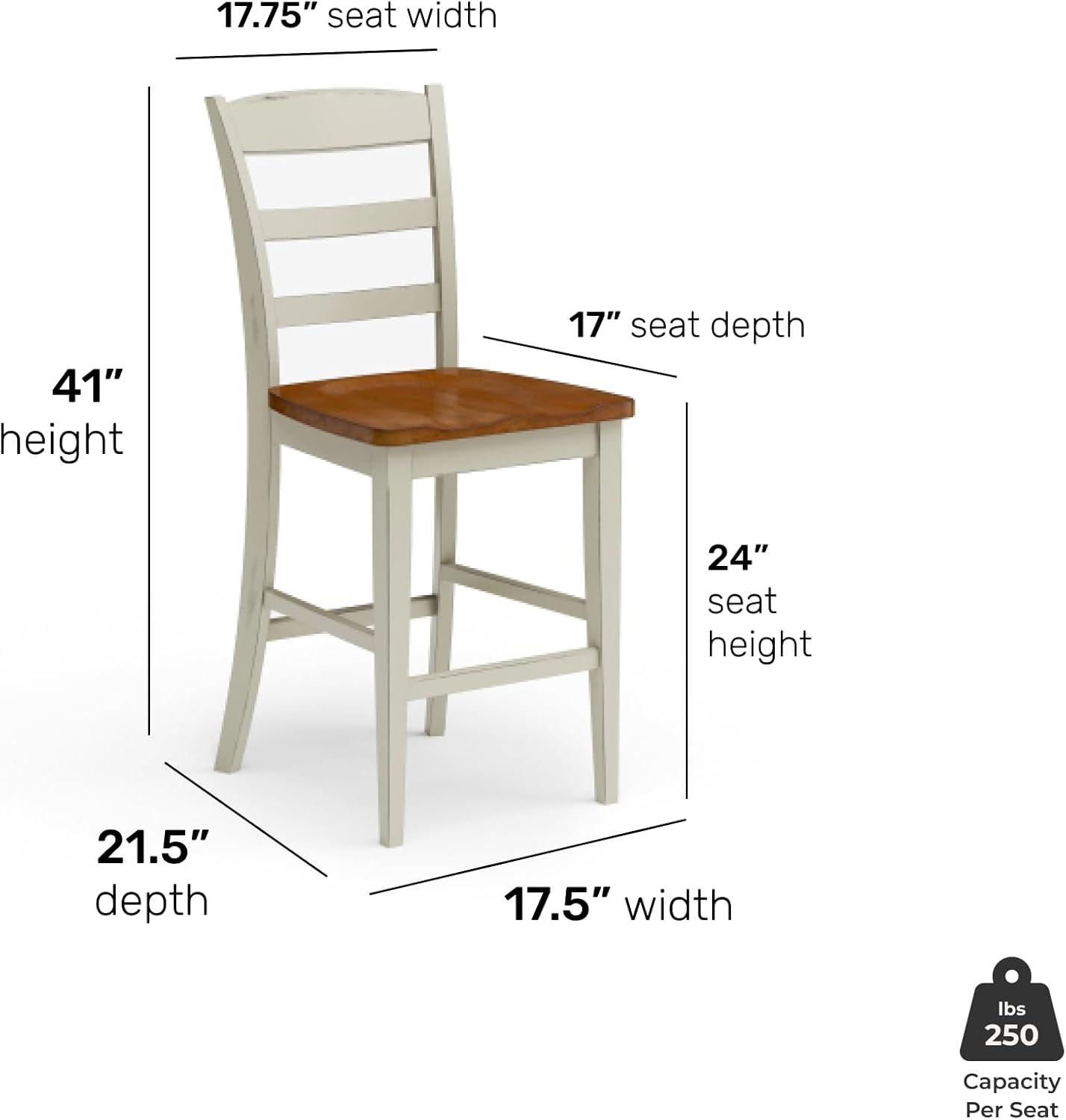 Monarch Counter Height Barstool Off White - Homestyles: Hardwood Island Chairs, Kitchen Stool with Back