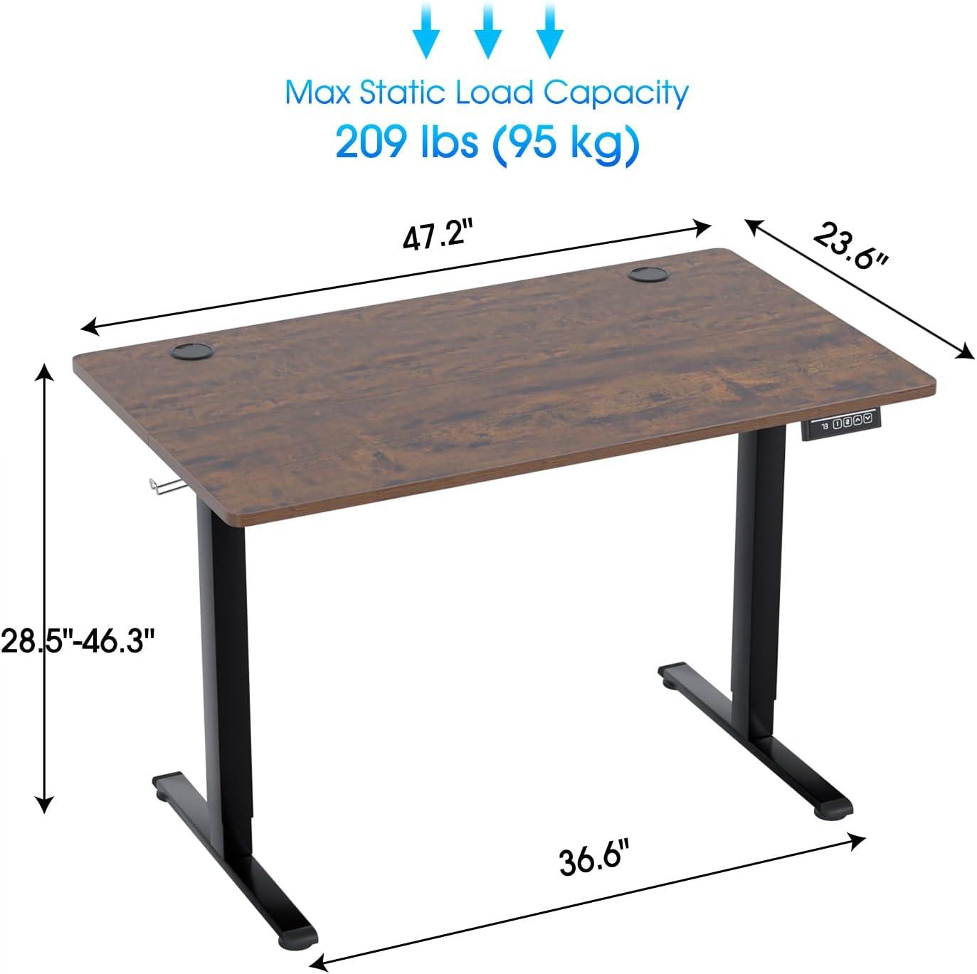 FDW 40/48/55 Adjustable Height Standing Desk Computer Desk with Large Space Office Desk with Electric Lifting and 2 Memory Function