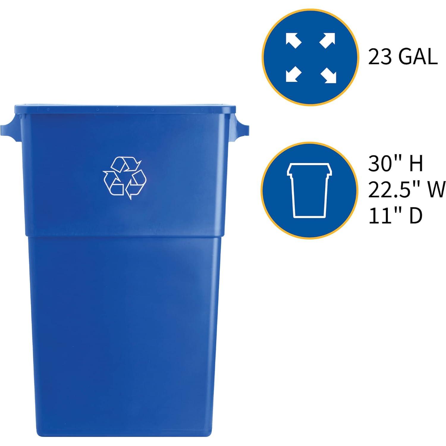 Genuine Joe Plastic Open Recycling Bin - 23 Gallons